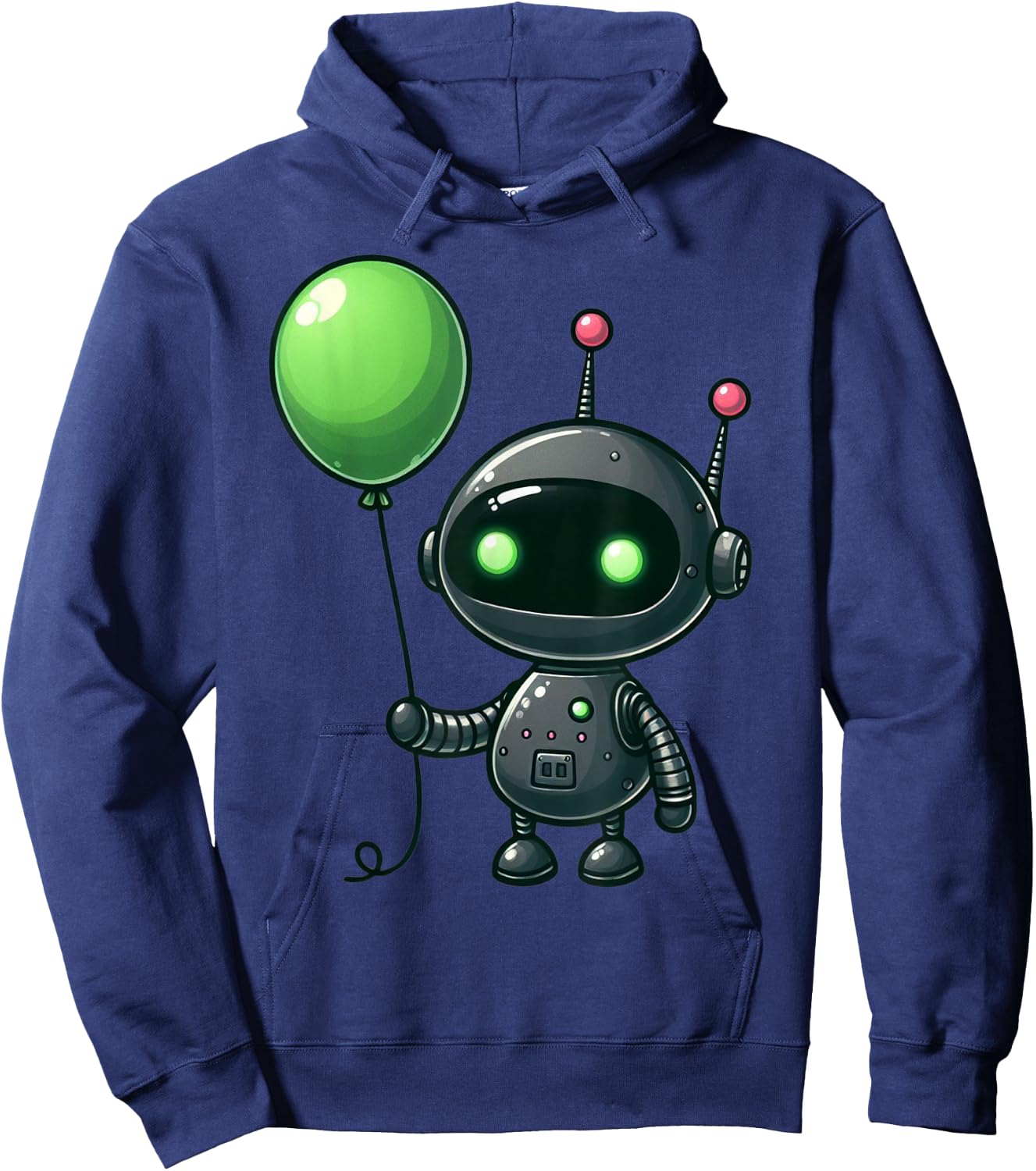 Retro Robot Holding Green Balloon For Kids And Robot Lovers Hoodie - Hoodie | Navy