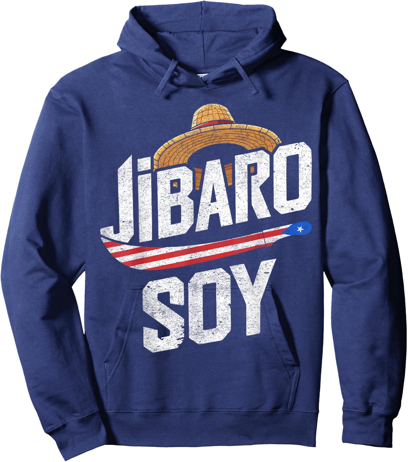 Droll Threads Jibaro Soy Puerto Rico Farmer Taino Boricua Puertorriqueo Hoodie - Hoodie | Navy