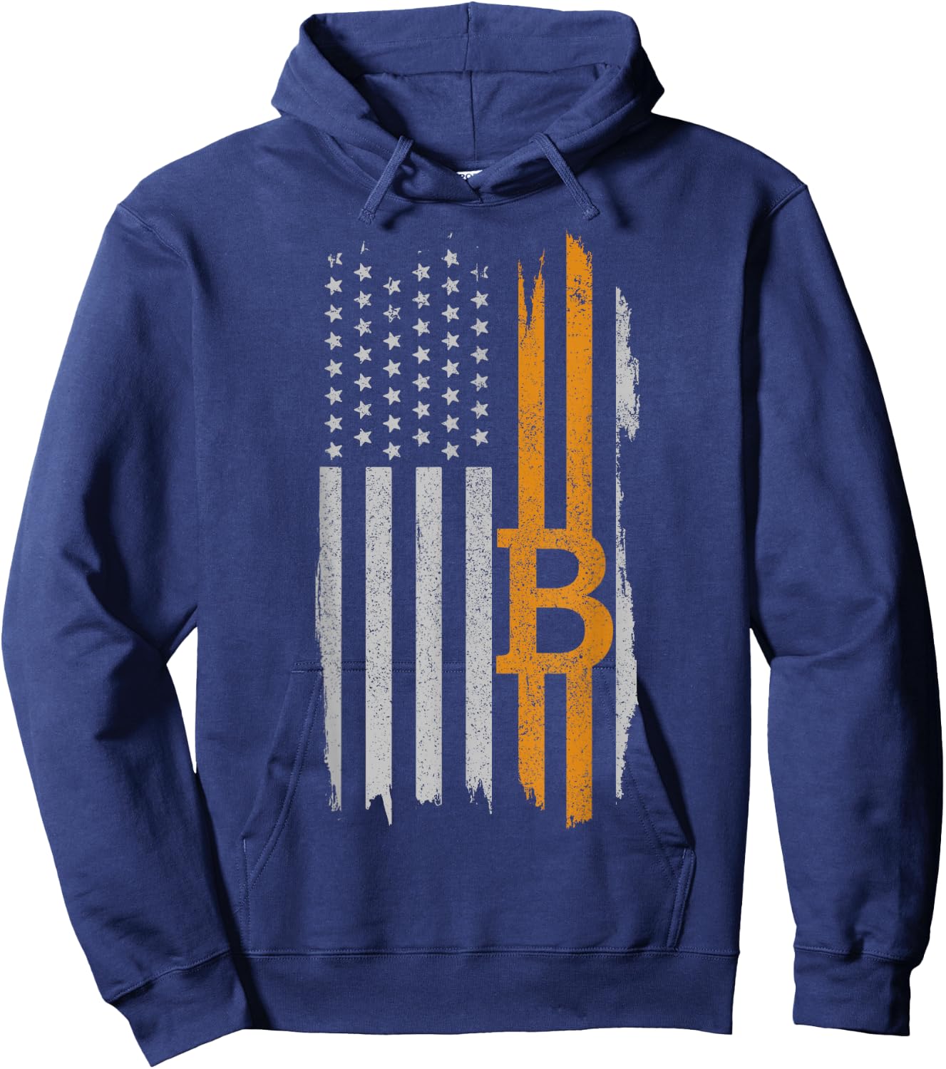 Bitcoin American Flag Patriotic Cryptocurrency HODL Hoodie - Hoodie | Navy