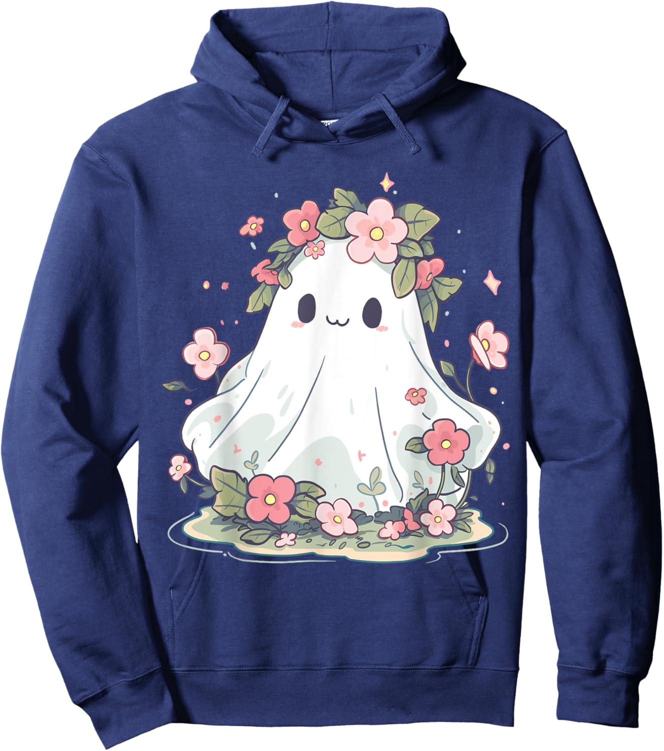 Women Halloween Shirt Floral Ghost Halloween Costume Hoodie - Hoodie | Navy