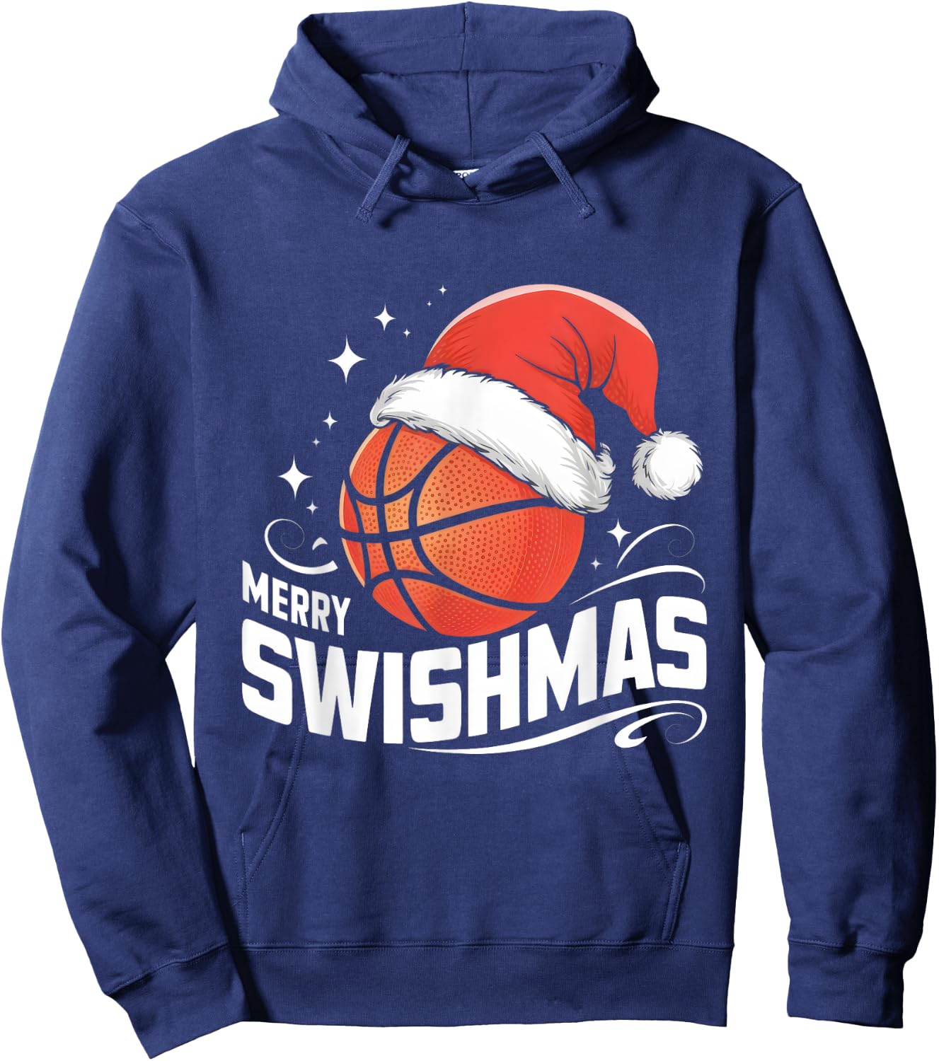 Merry Swishmas Ugly Christmas Basketball Player Xmas Funny Hoodie - Hoodie | Navy