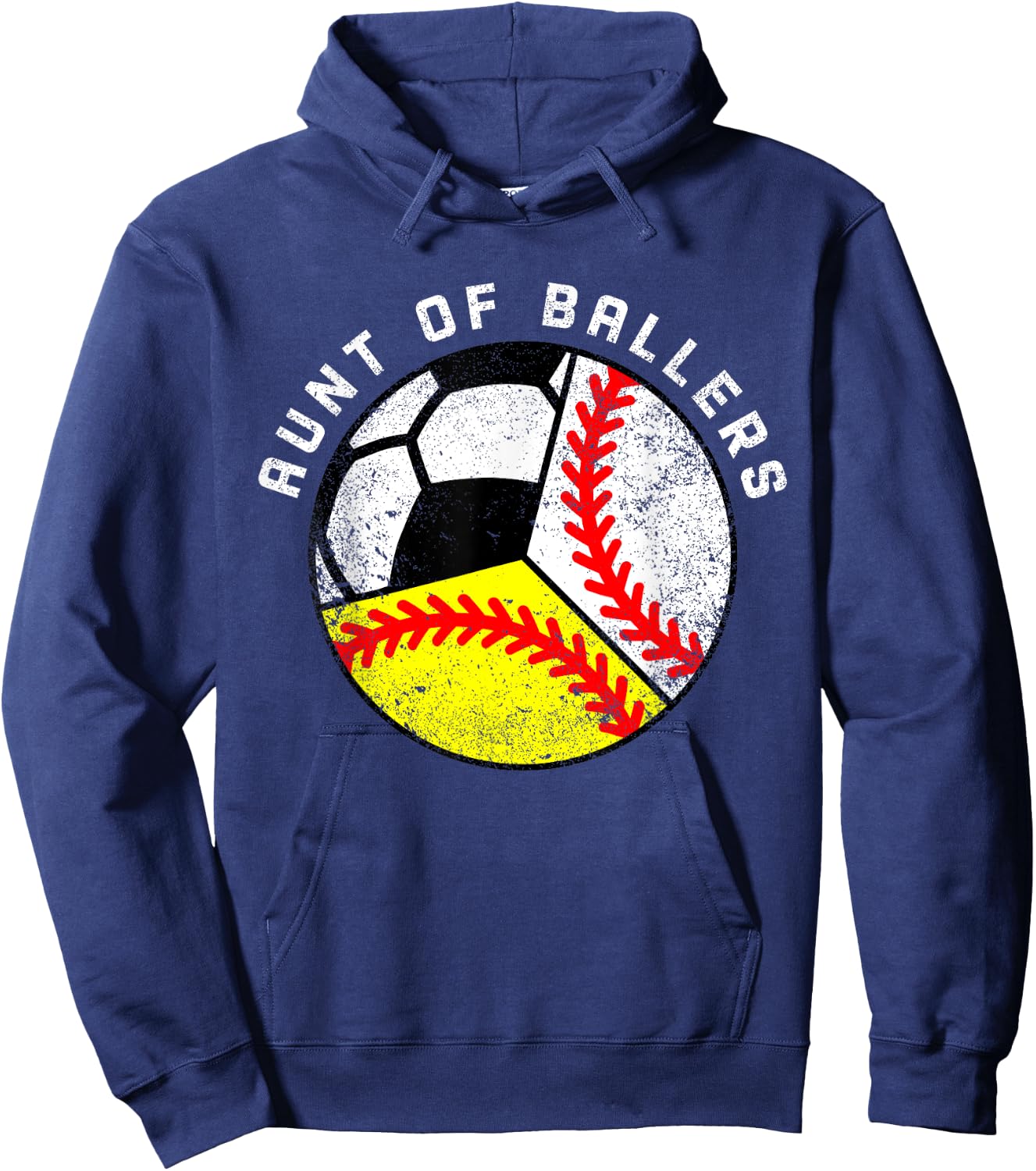 Aunt Of Ballers Funny Baseball Softball Soccer Player Aunt Hoodie - Hoodie | Navy