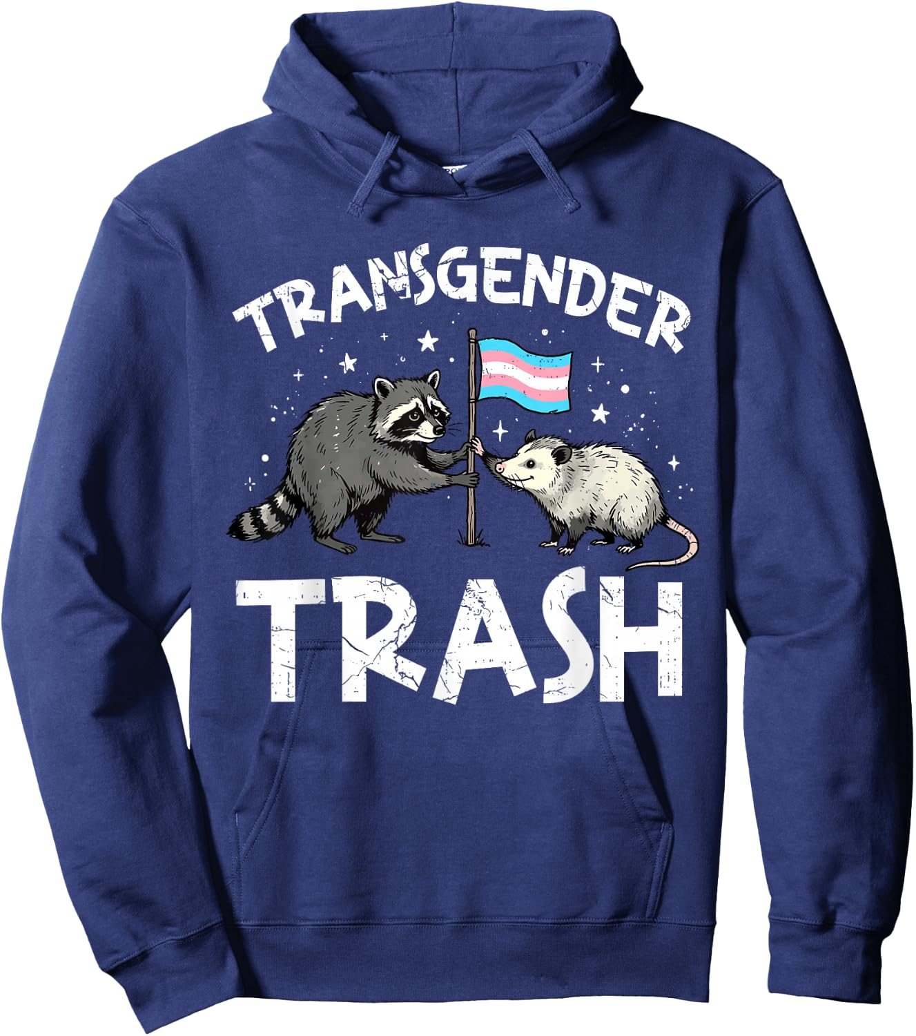 Transgender Trash Raccoon Opossum LGBTQ Trans Pride Ally Hoodie - Hoodie | Navy
