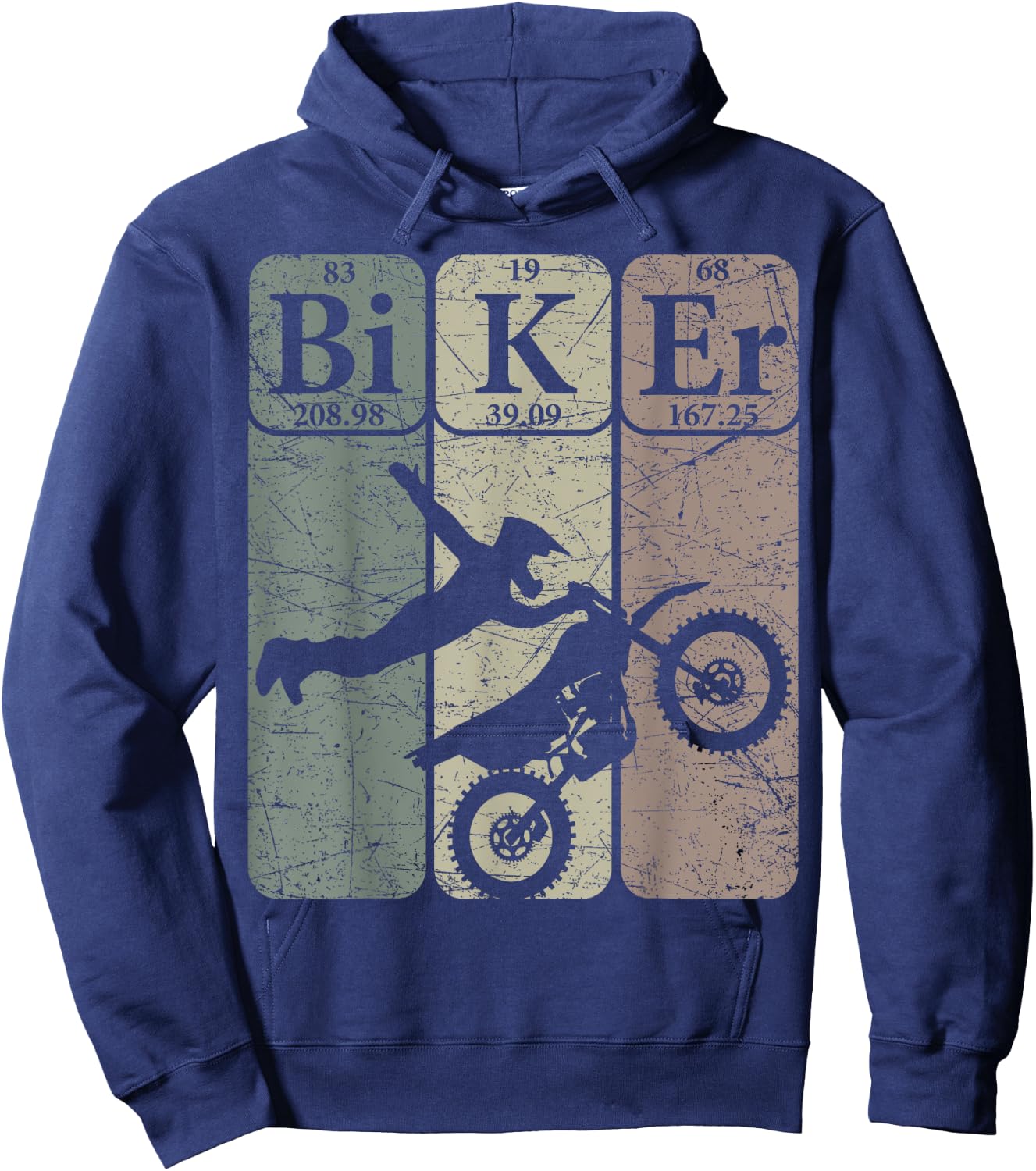 Biker Periodic Table Elements Motocross Bike Nerd Vintage Hoodie - Hoodie | Navy