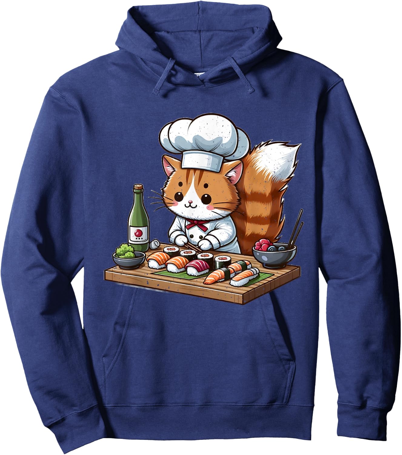 Cat Chef Making Sushi Hoodie - Hoodie | Navy