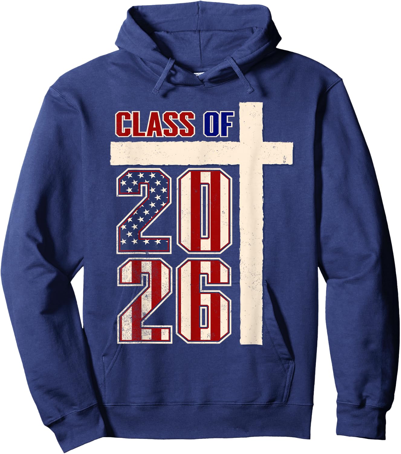 Christian American Class of 2026 Patriotic Graduation Hoodie - Hoodie | Navy