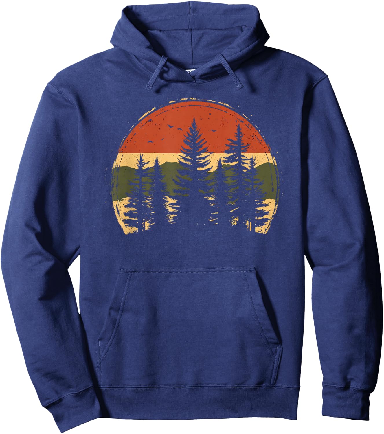 Retro Wilderness Bear Trees Reflection Outdoor Forest Hoodie - Hoodie | Navy