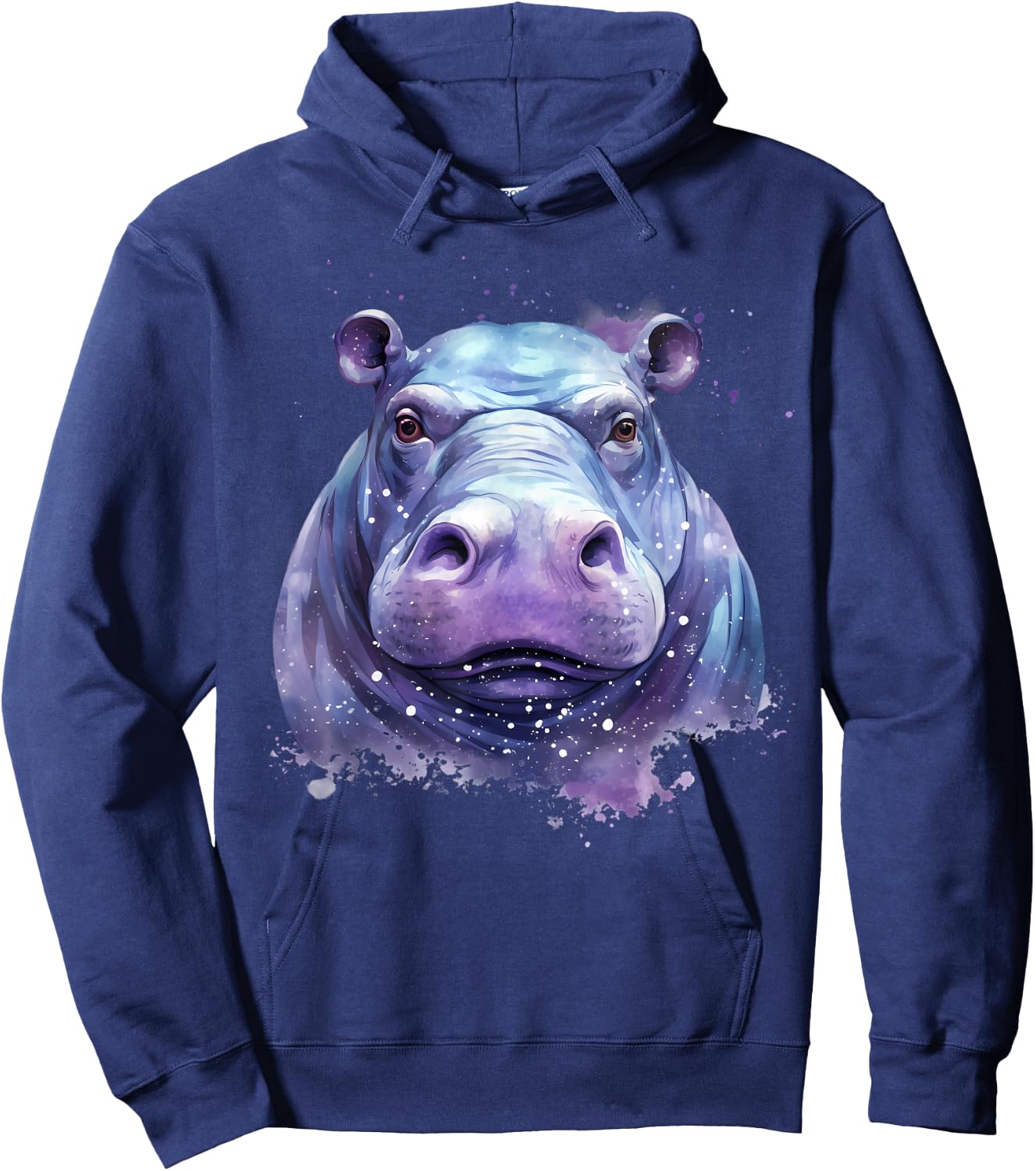 Hippo Portrait Wildlife Colourful Animal Print Hippopotamus Hoodie - Hoodie | Navy