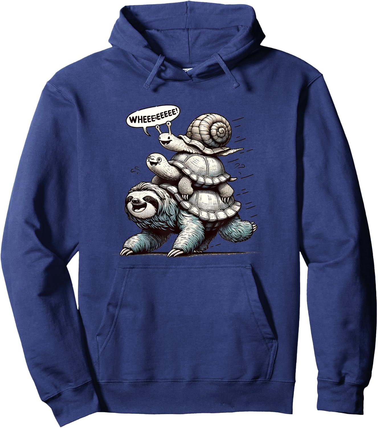 Sloth Turtle Snail Piggyback Animal Running Wild Hoodie - Hoodie | Navy