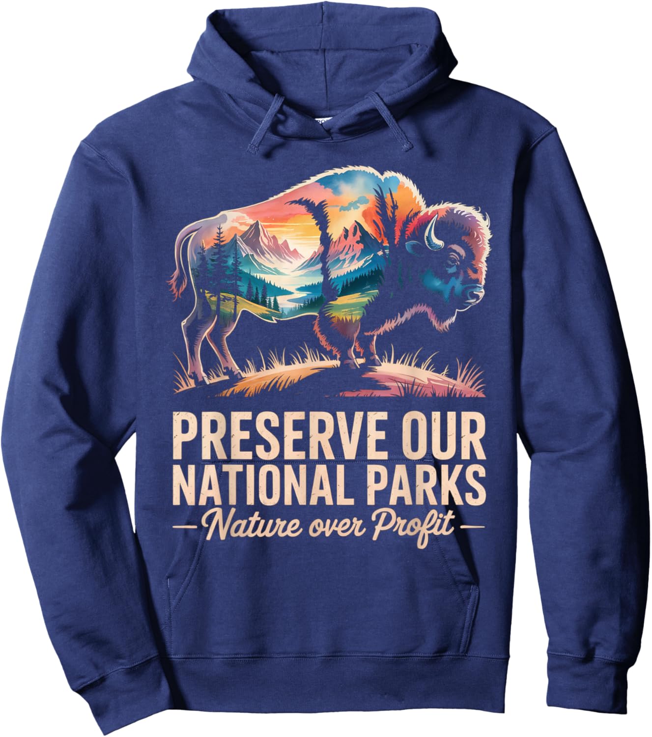 Protect Our National Parks Buffalo Bison Save National Parks Hoodie - Hoodie | Navy