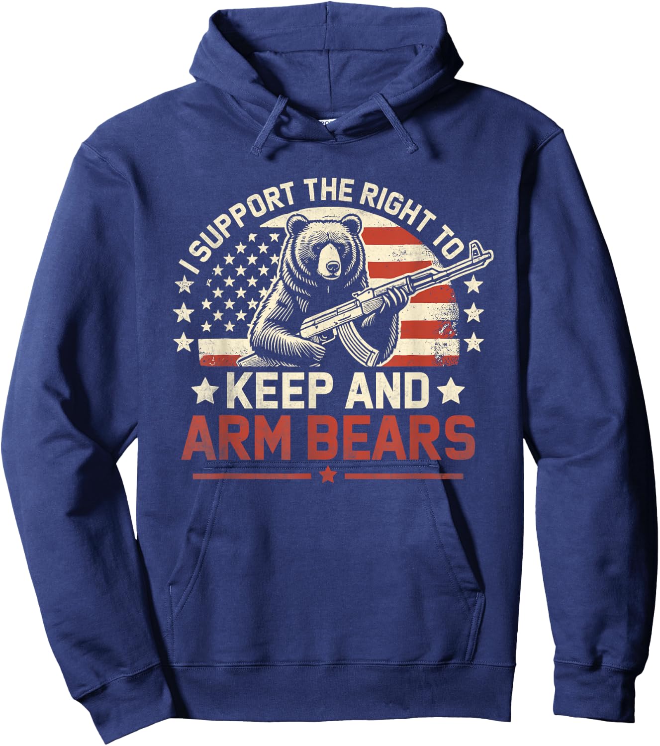 I Support the Right to Keep and Arm Bears Funny Meme Design Hoodie - Hoodie | Navy