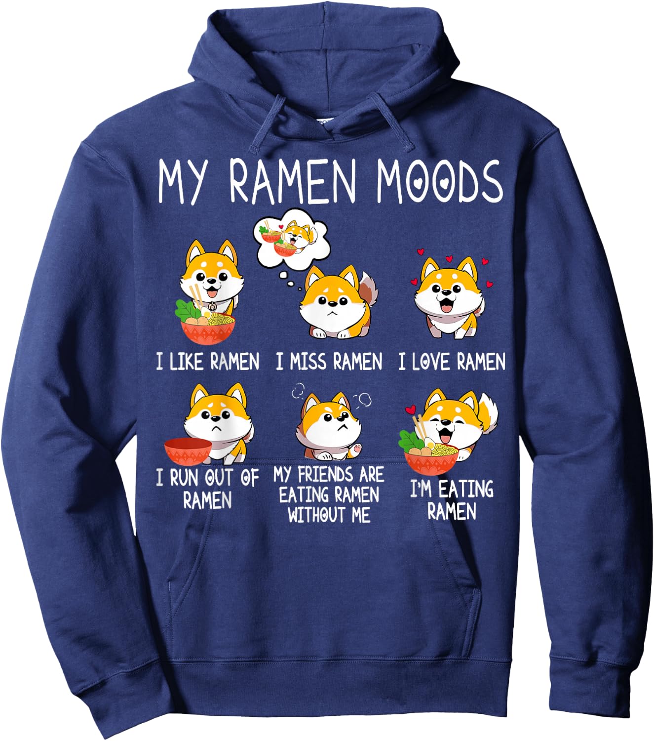 Ramen Shiba Inu Dog Lover Japanese Noodles Women Kid Hoodie - Hoodie | Navy