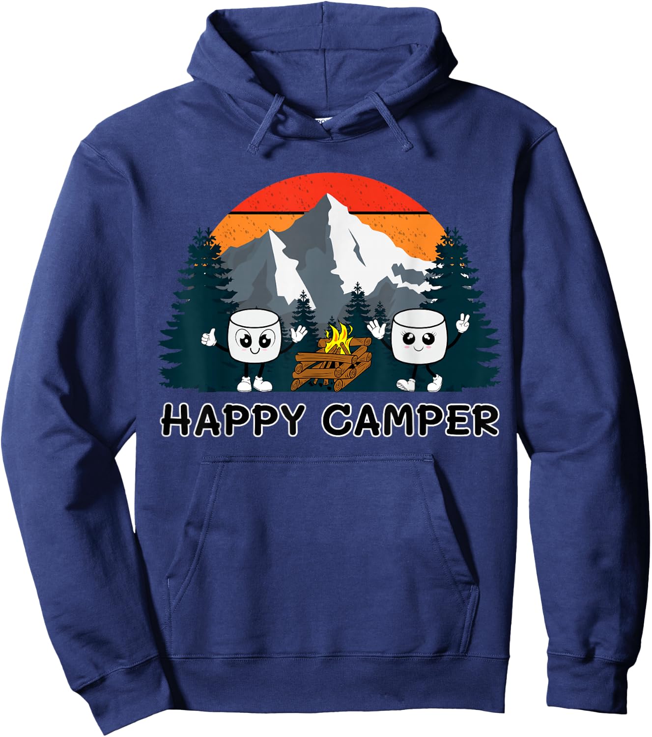 Happy Marshmallow Camper Baby Toddler Kids Cute Marshmallow Hoodie - Hoodie | Navy