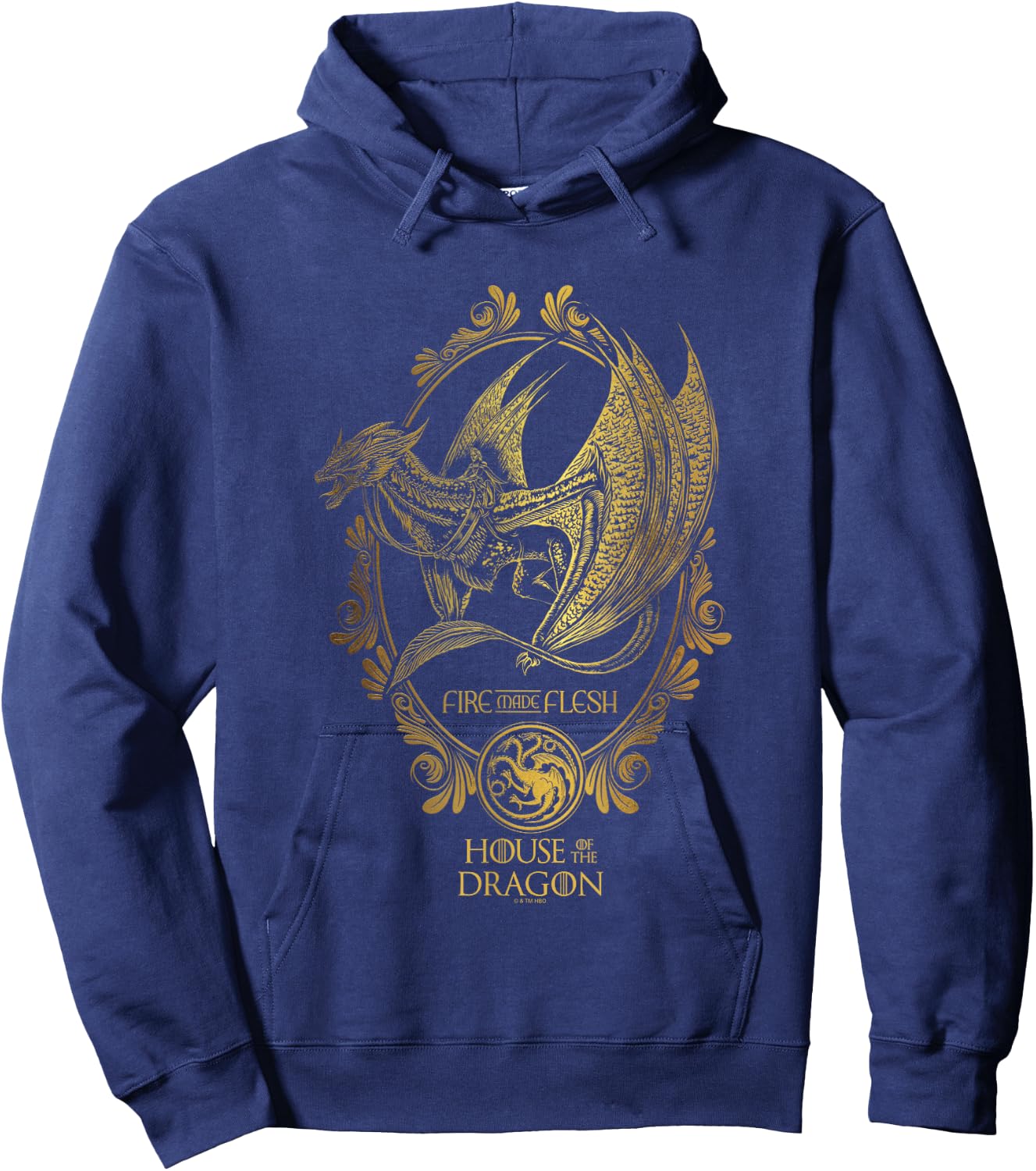 House of the Dragon Iconic Sunfyre Fire And Flesh Big Poster Hoodie - Hoodie | Navy