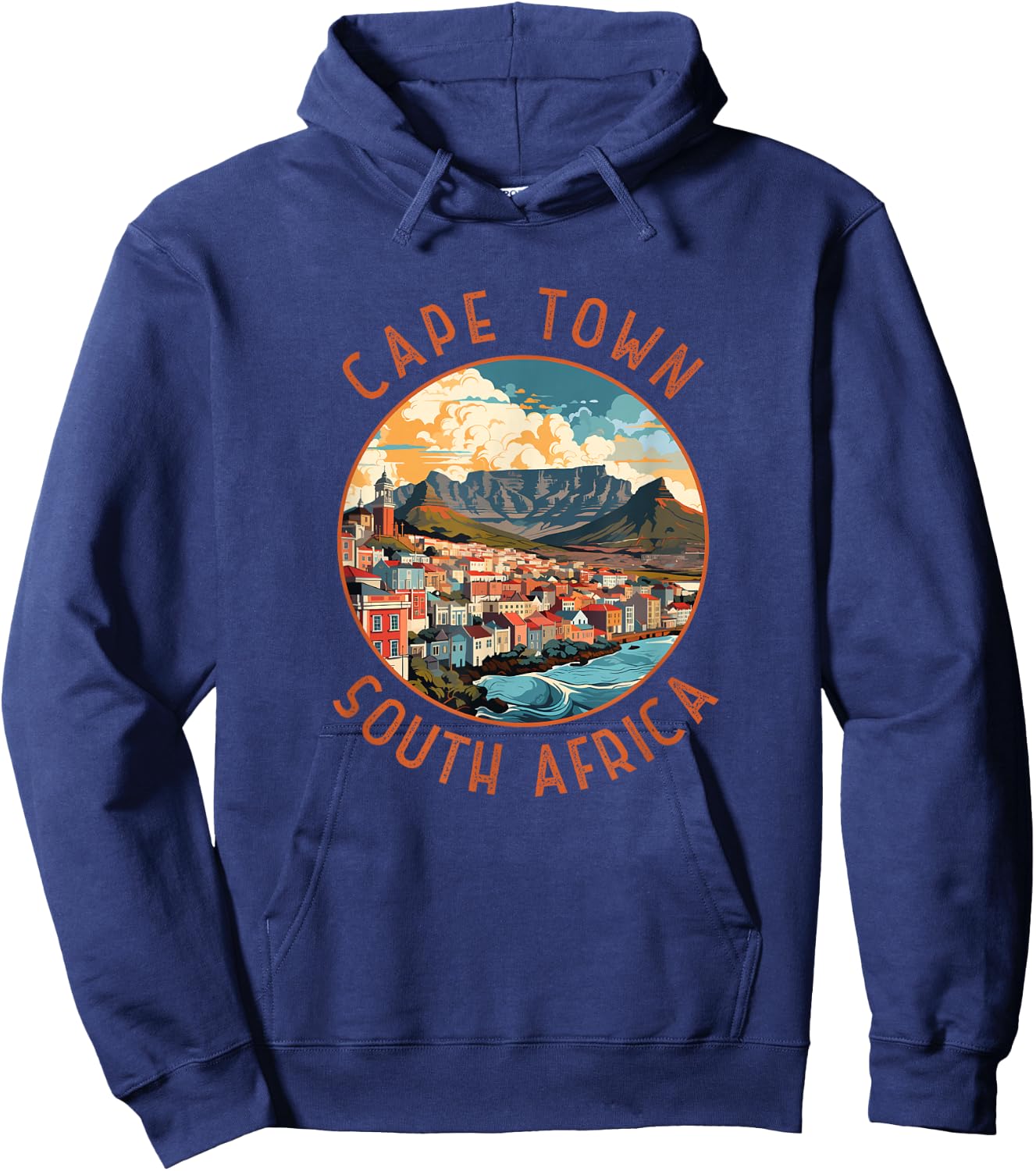 Cape Town South Africa Retro Distressed Circle Travel Hoodie - Hoodie | Navy