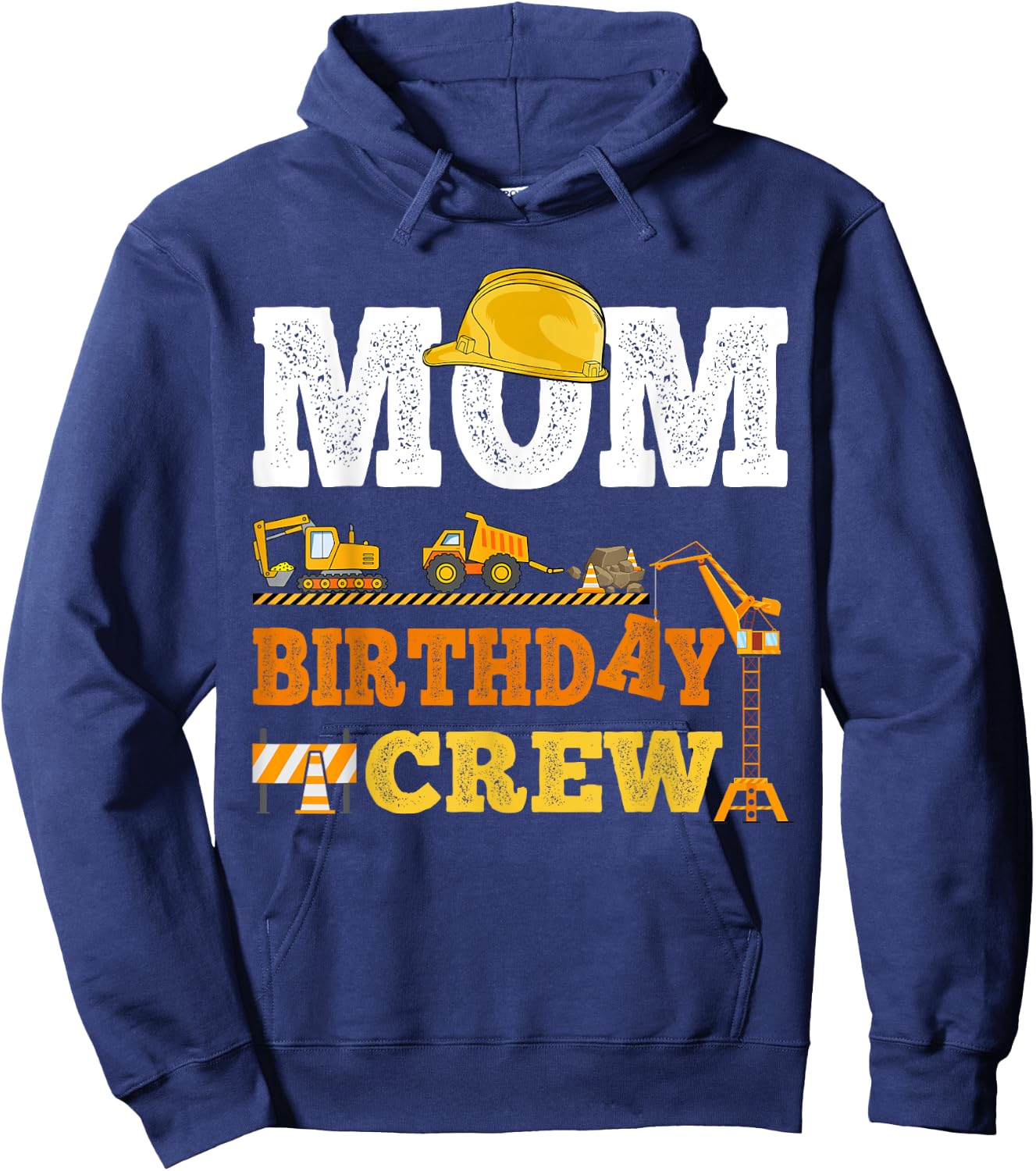 Mom Birthday Crew Construction Excavator Kids Family Set Hoodie - Hoodie | Navy