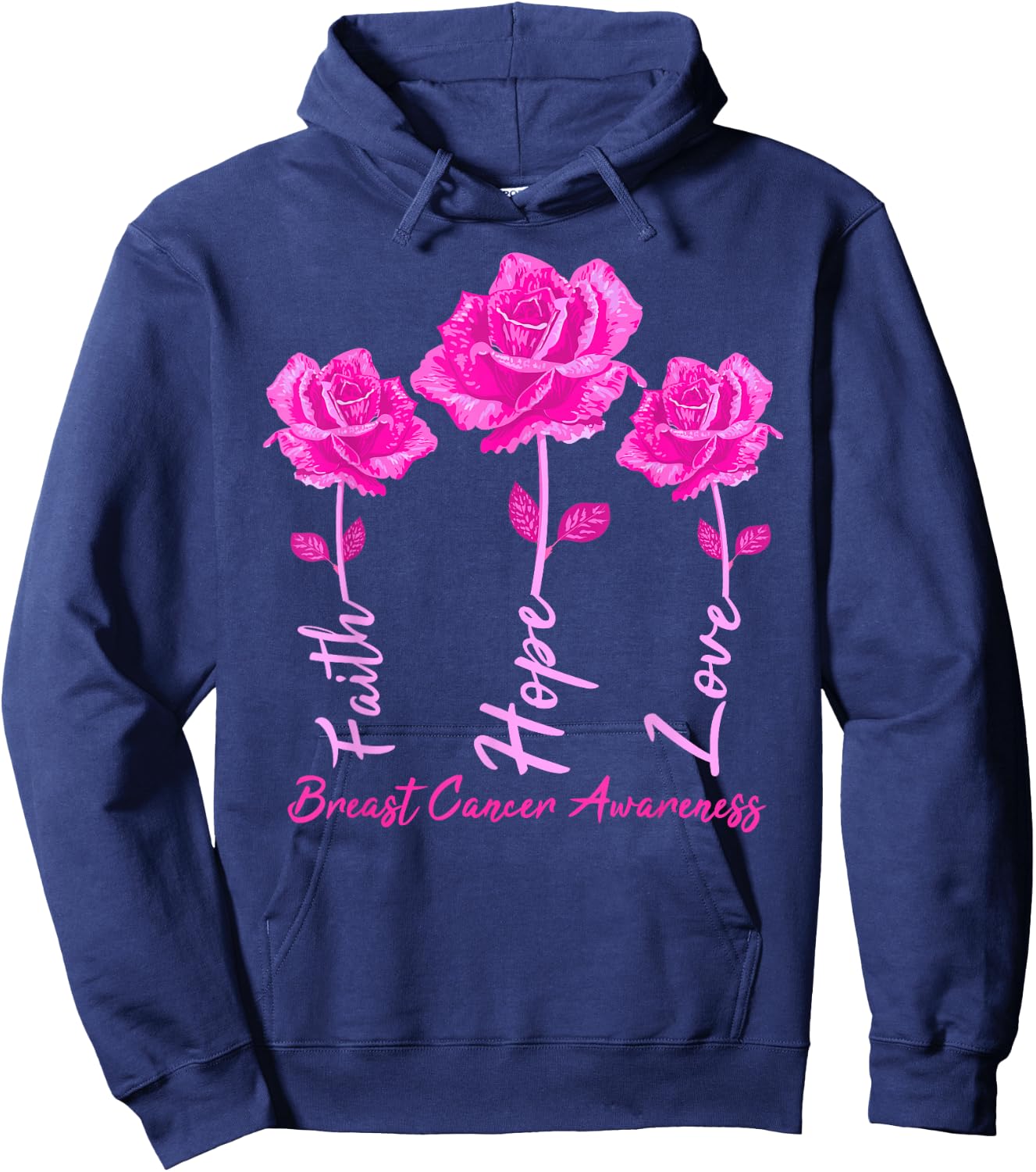 Faith Hope Love Men Pink Tulips Flowers Hoodie - Hoodie | Navy