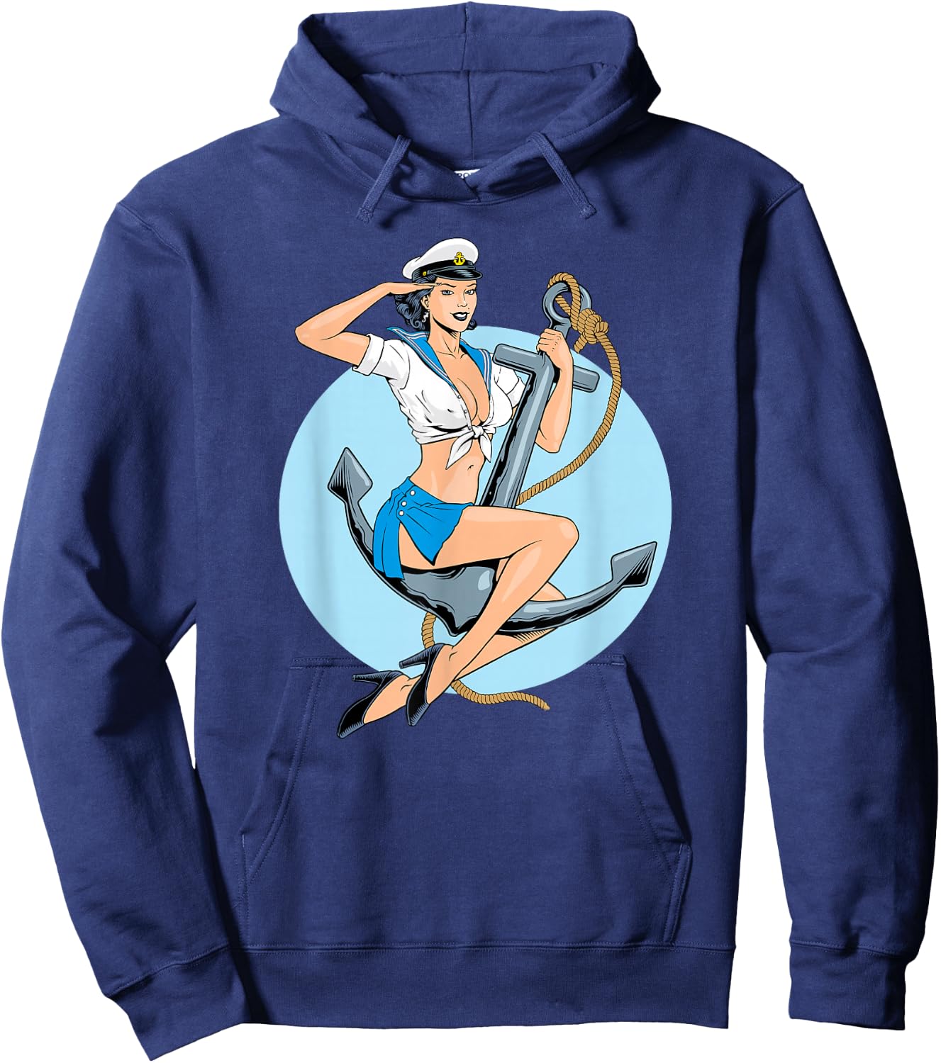 Retro Pin-Up Girl Anchor America Art Vintage Nostalgia Hoodie - Hoodie | Navy