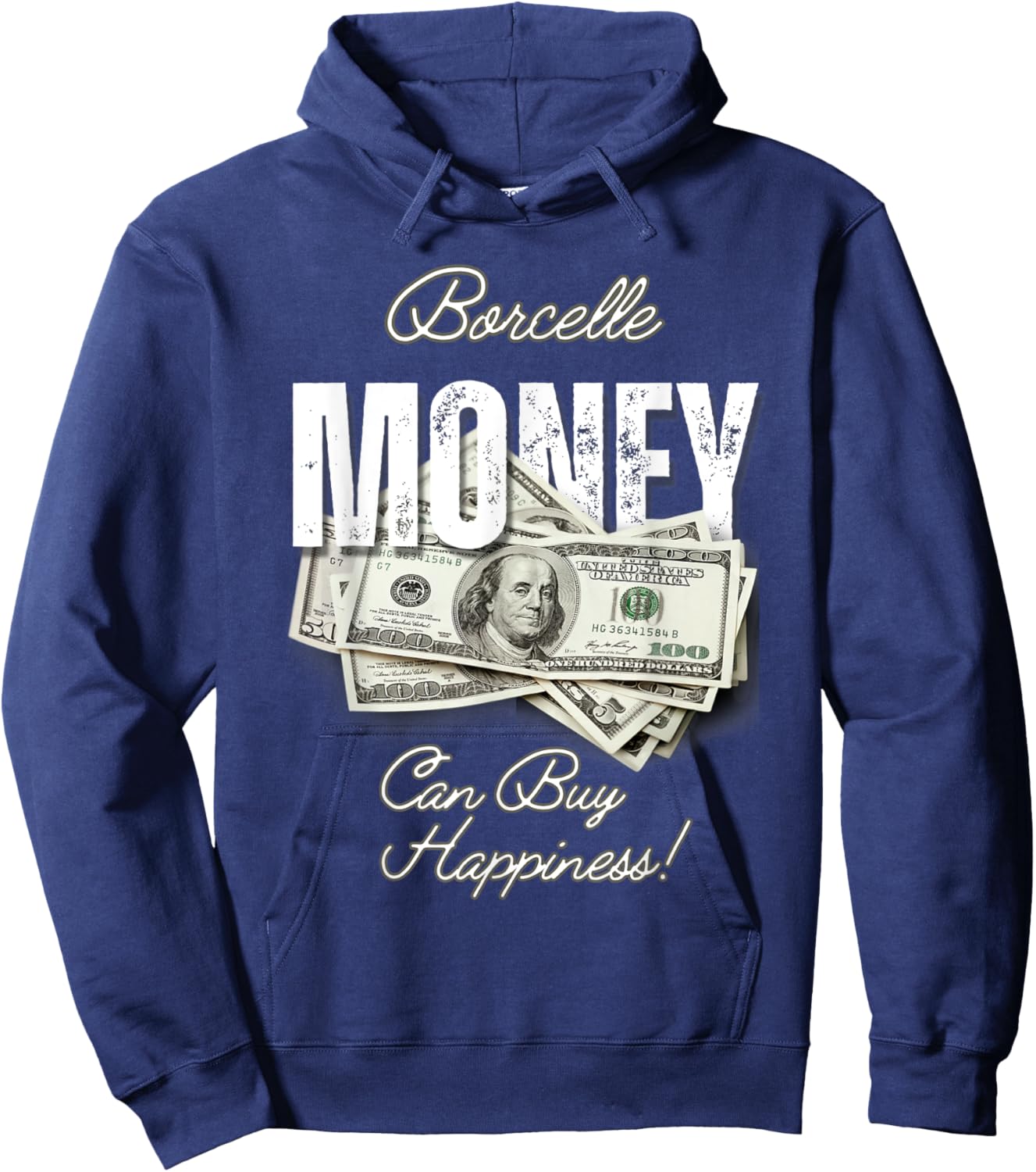 Borcelle Money Can Buy Happiness T Shirt Hoodie - Hoodie | Navy