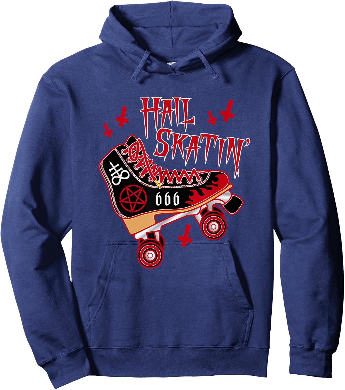 Satanic Hail Skatin Rollerskating Roller Skater Roller Derby Hoodie - Hoodie | Navy