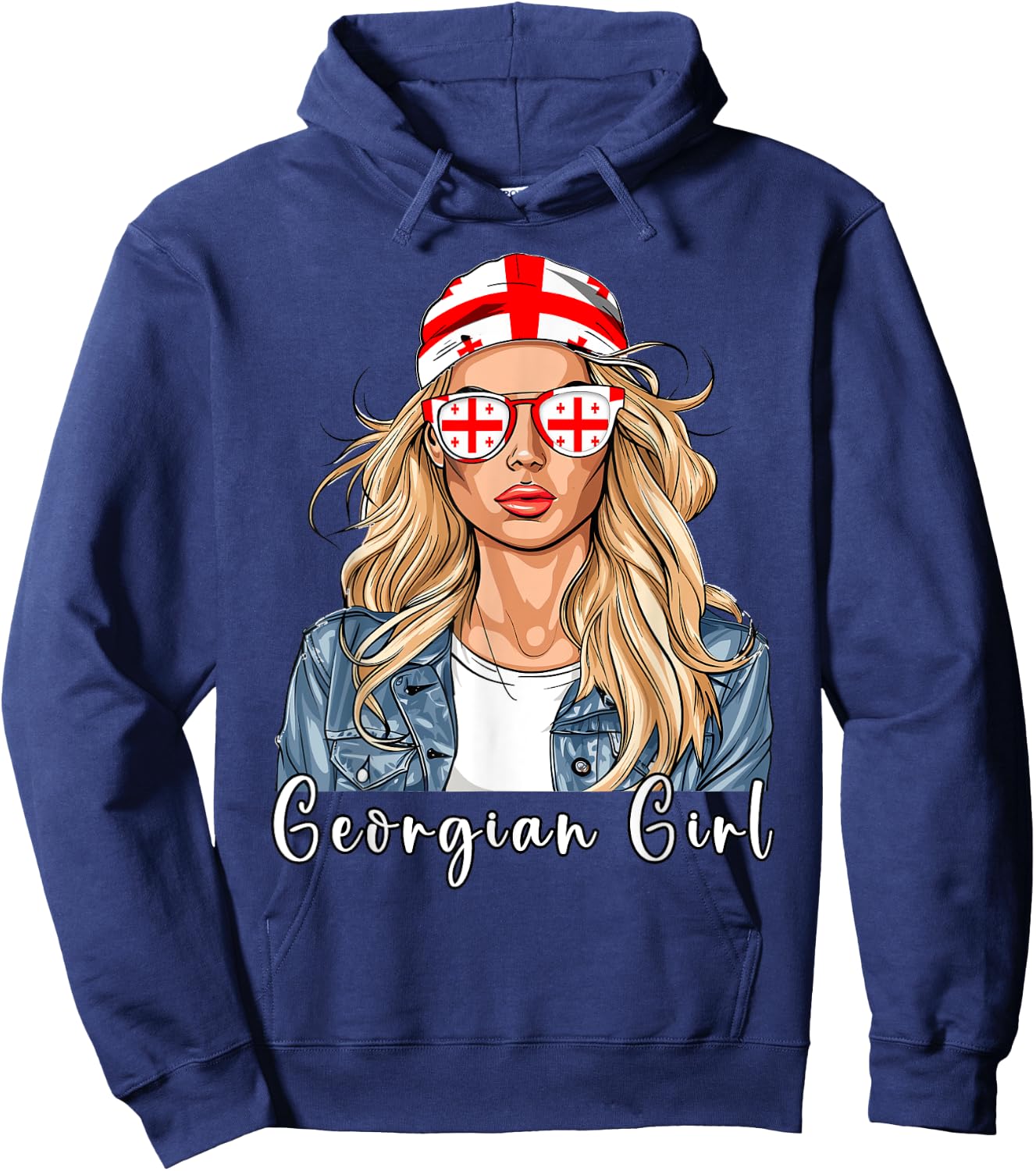Georgian Flag Souvenirs Woman Girl Products Georgia Hoodie - Hoodie | Navy