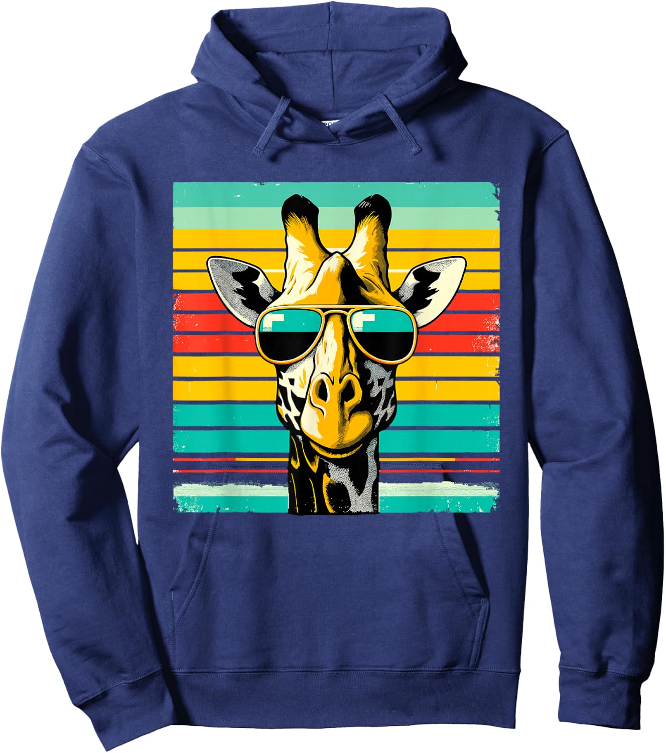 Cool Retro Giraffe Sunglasses Hoodie - Hoodie | Navy