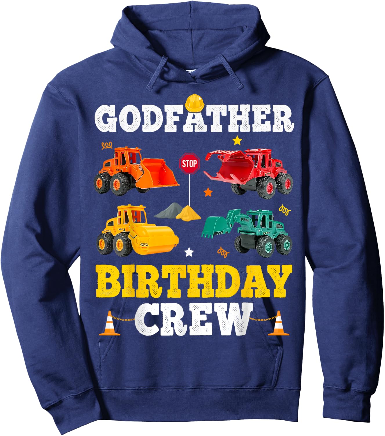 Godfather Birthday Crew Boy Construction Trucks Vehicles Kid Hoodie - Hoodie | Navy