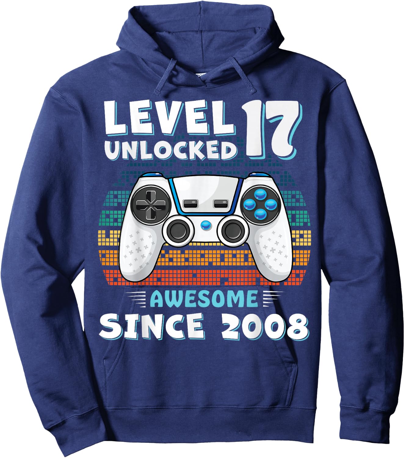 17 Year Old BDay Decorations Men Boy 17yr 2008 17th Birthday Hoodie - Hoodie | Navy