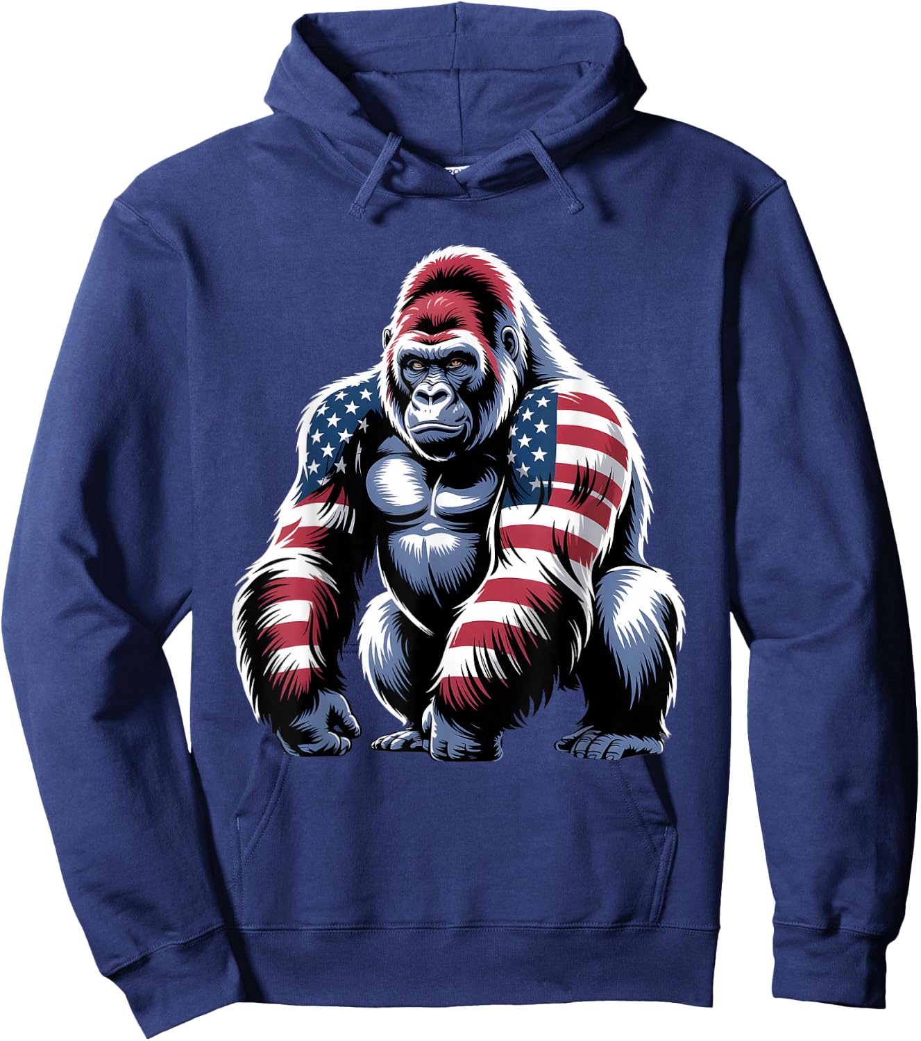 4th Of July Gorilla Lover USA American Flag Patriotic Funny Hoodie - Hoodie | Navy