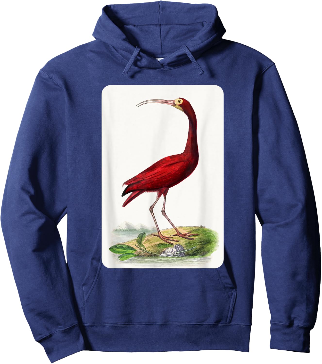 Vintage Scarlet Ibis Bird Illustration Animal Lover Hoodie - Hoodie | Navy