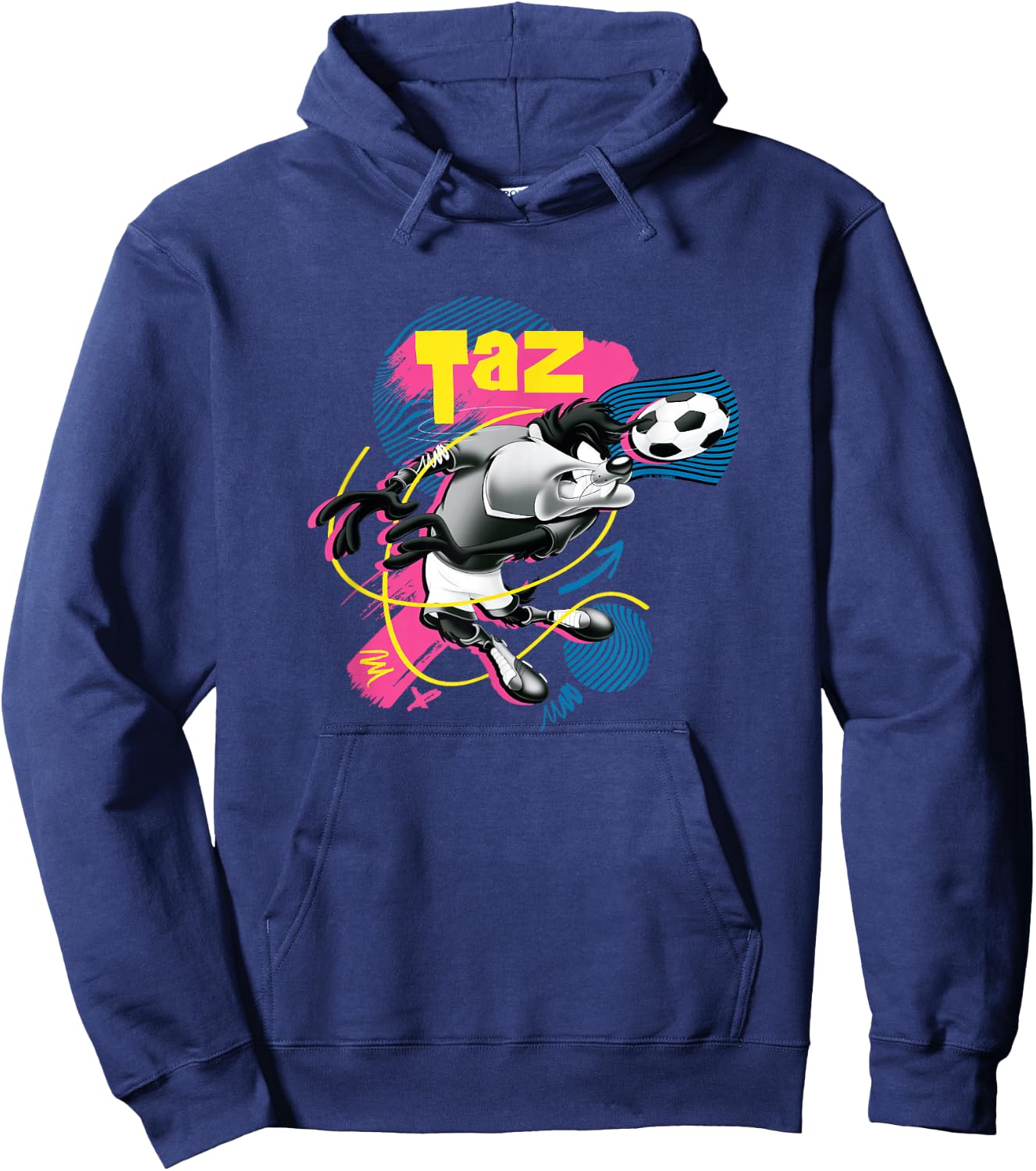 Looney Tunes Tasmanian Devil Retro Vintage Soccer Sketches Hoodie - Hoodie | Navy