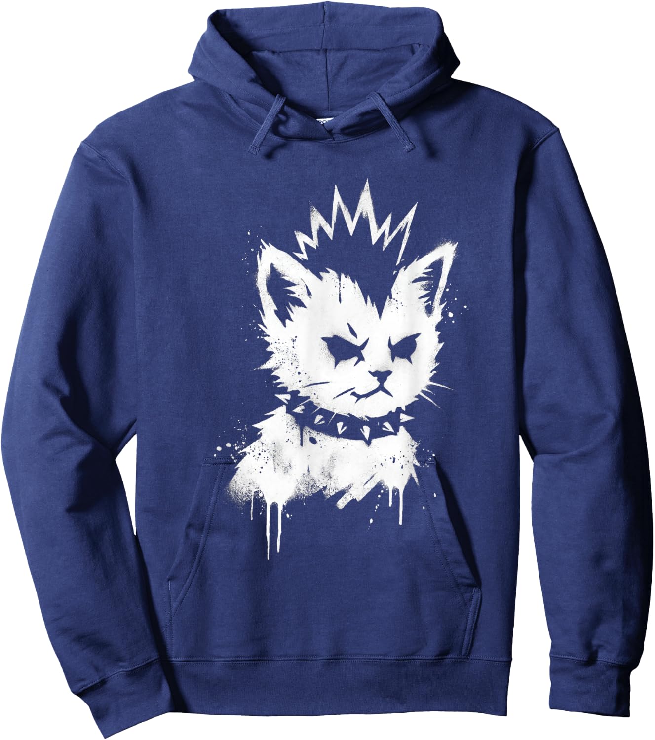 Punk Kitten Funny Mohawk Cat Rock Grunge Women Men Hoodie - Hoodie | Navy