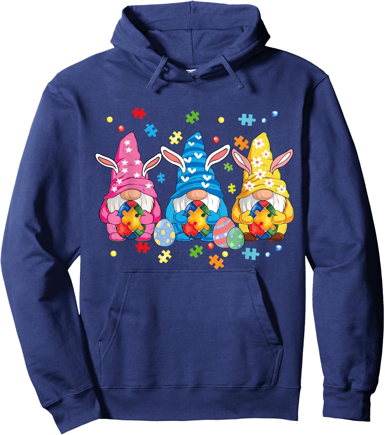 Autism Easter Gnomes Autism Awareness Easter Day Gnomes Egg Hoodie - Hoodie | Navy
