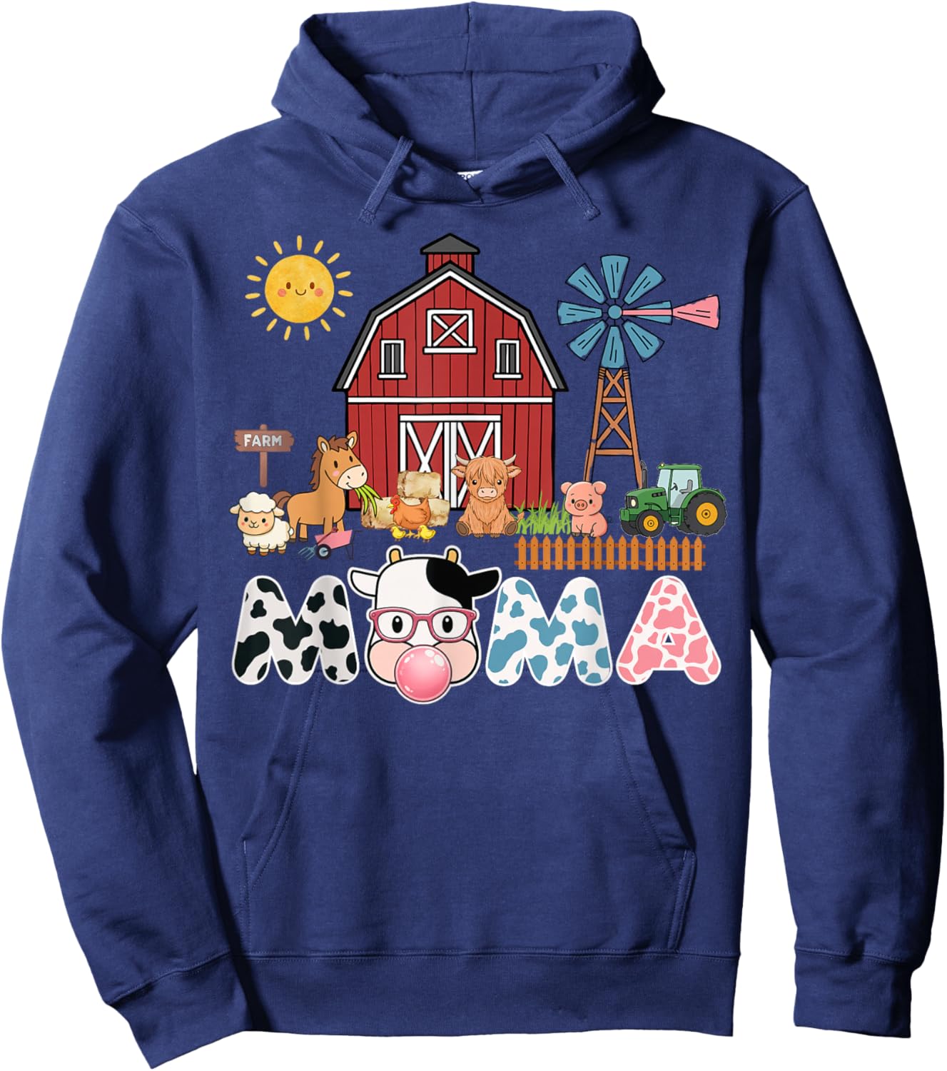 Birthday Farm Animals Mama Hoodie - Hoodie | Navy