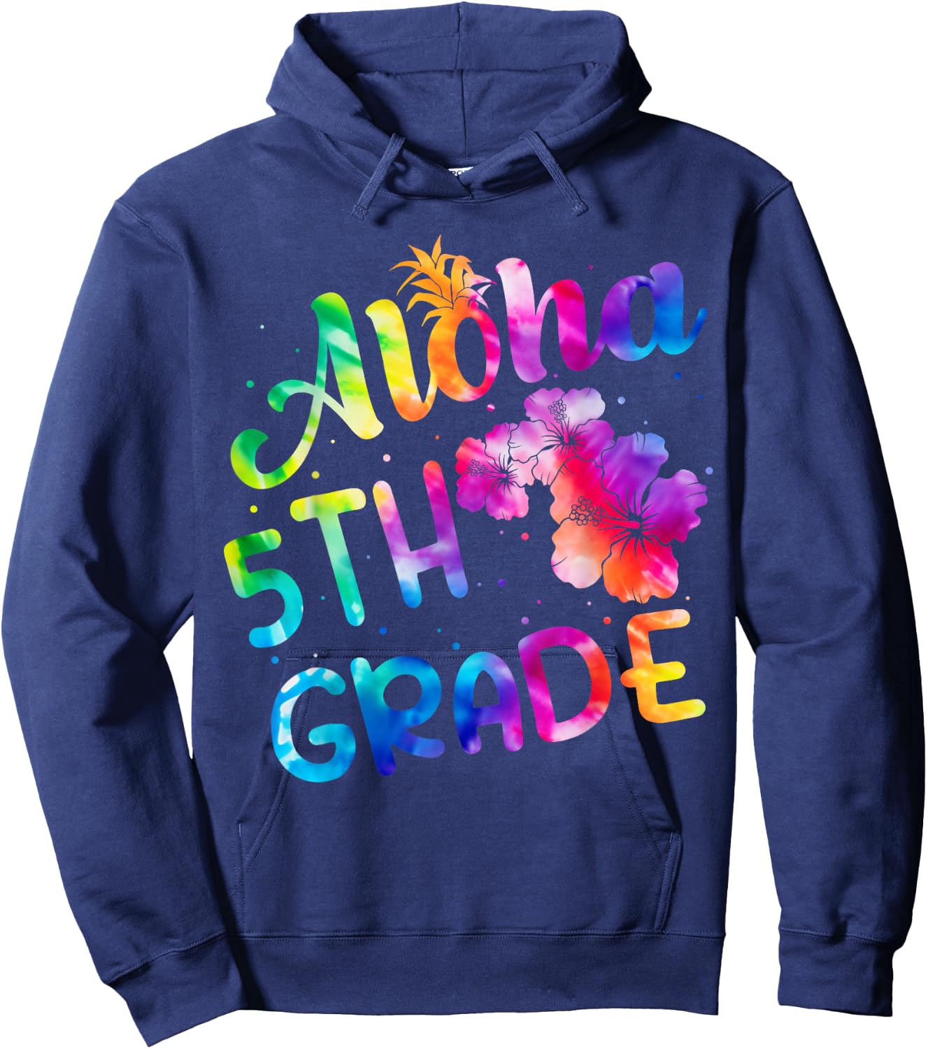 Tie Dye Aloha 5th Grade Teacher Kids Back To School Hoodie - Hoodie | Navy
