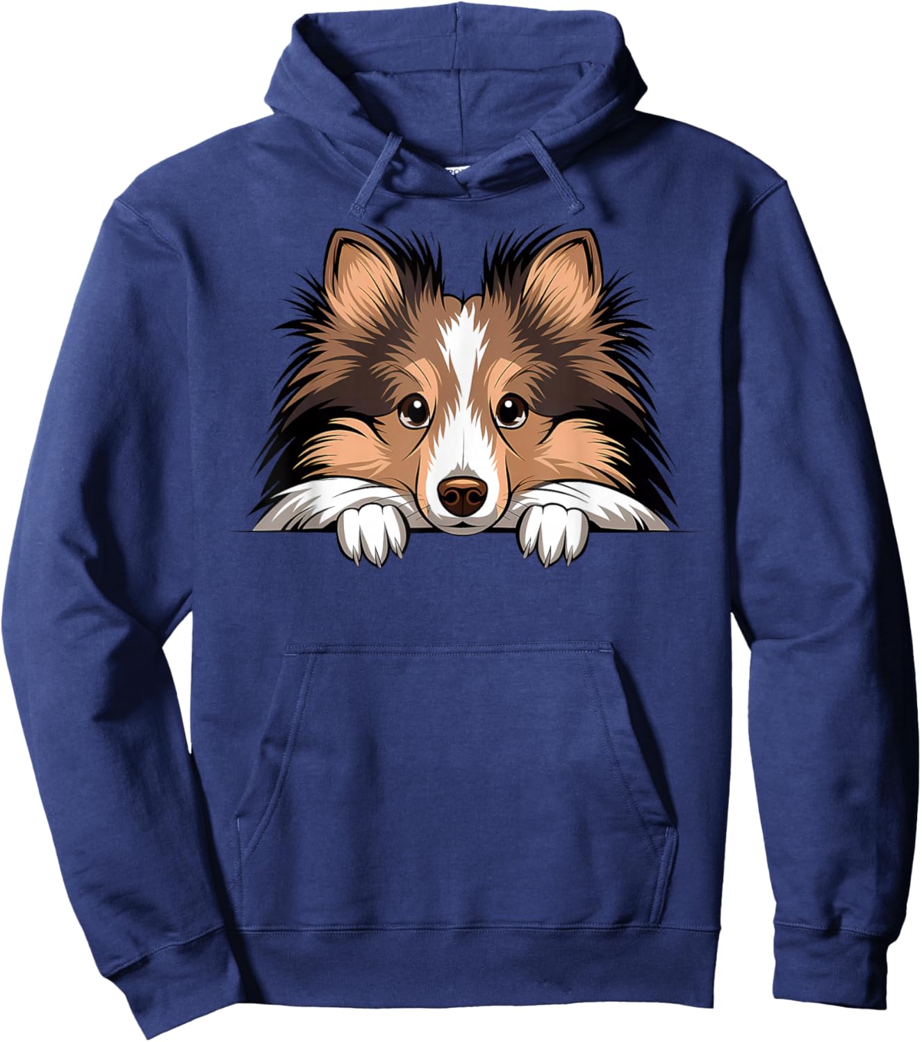Shetland Sheepdog Cute Peeking Puppy Funny Sheltie Dog Lover Hoodie - Hoodie | Navy