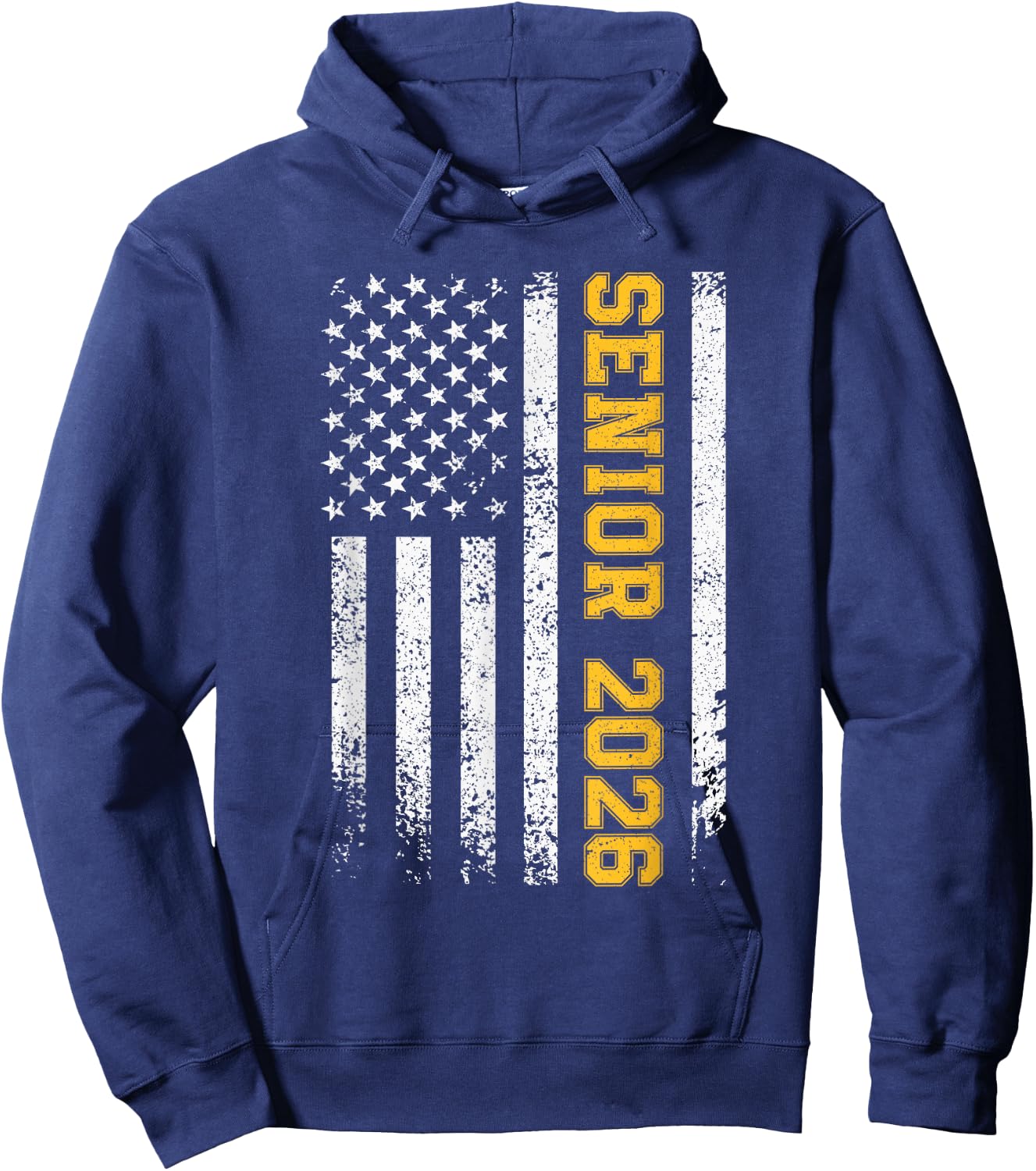 Senior 2026 American Flag USA Graduation Class of 2026 Kids Men Hoodie - Hoodie | Navy