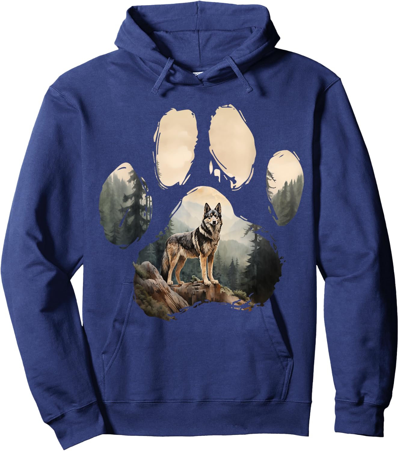 Shepsky Mountain Paw Design Dog Mom Dad Hoodie - Hoodie | Navy