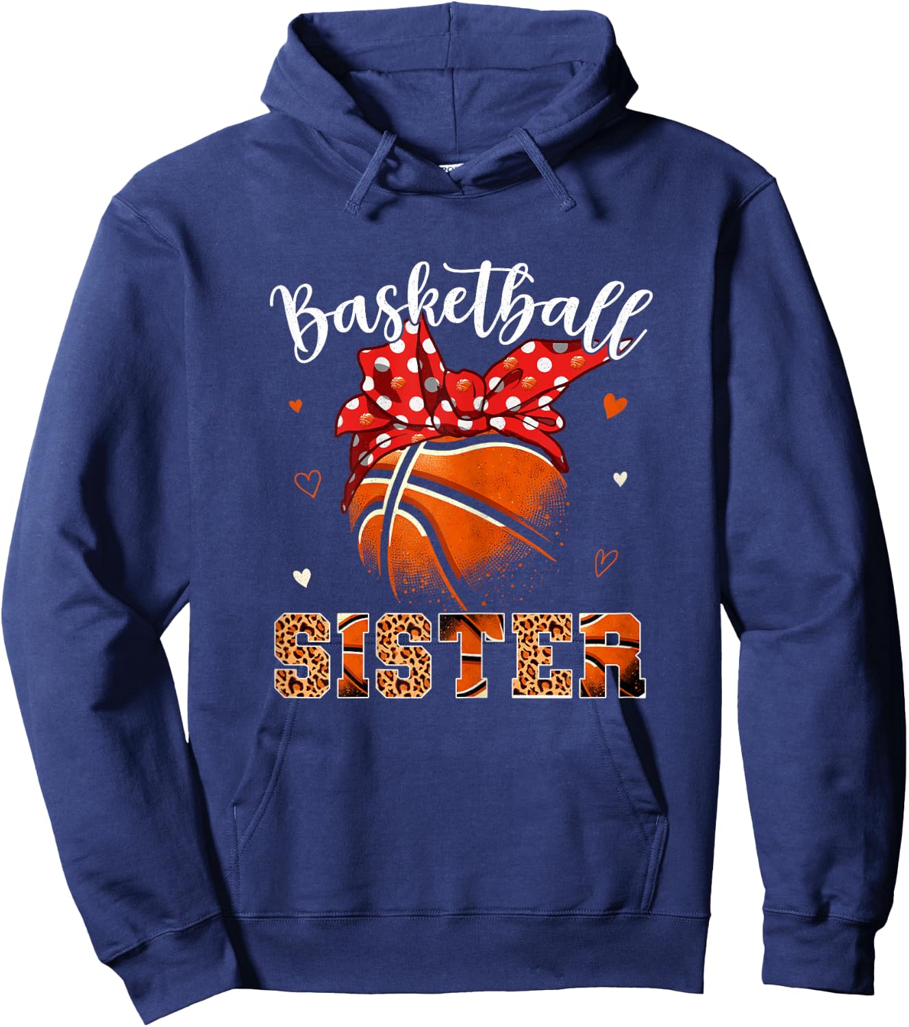 Basketball Sister Headband Leopard Sister Basketball Player Hoodie - Hoodie | Navy