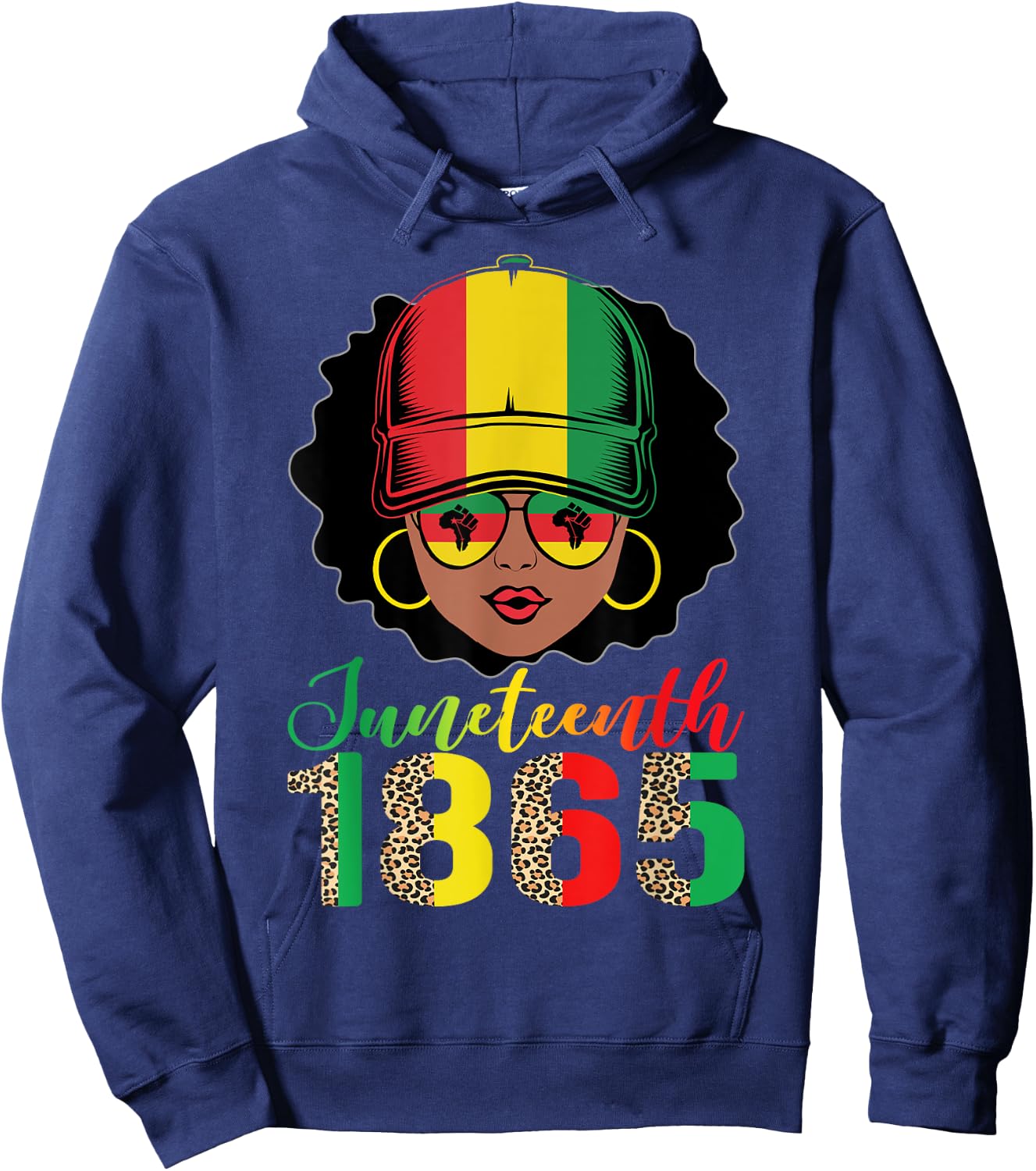 Juneteenth shirt women girls queen Pride funny Black African Hoodie - Hoodie | Navy