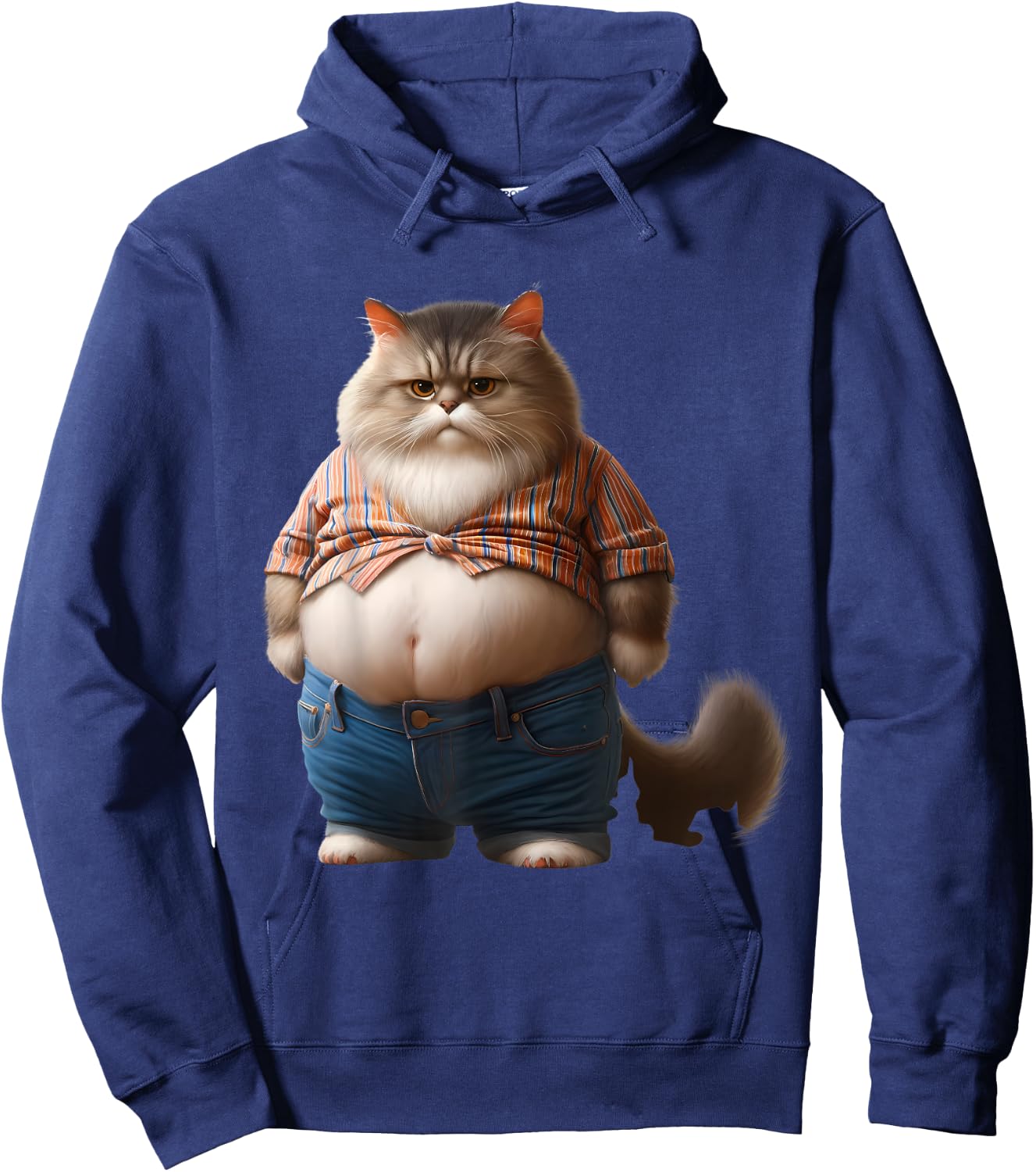 Funny Fat Cat Graphic Fat Kitten Design Chubby Cat Lover Men Women Girls Kids Hoodie - Hoodie | Navy