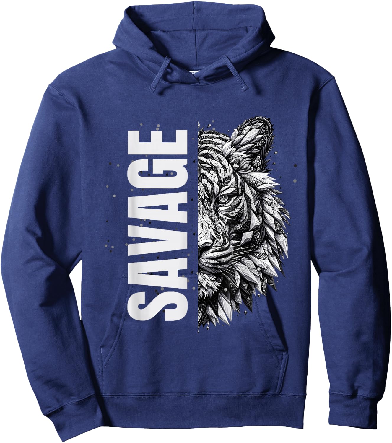 Savage Tiger | Wild Animal Playful Graphic Print Hoodie - Hoodie | Navy