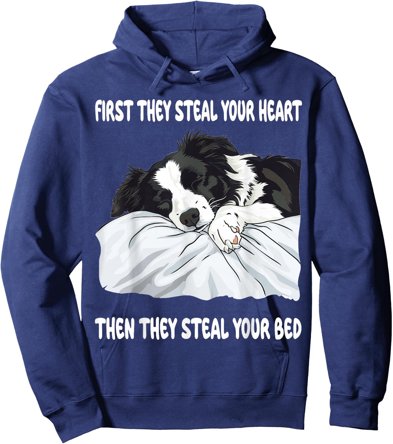 Border Collie Sleeping Pajamas Nightgown Hoodie - Hoodie | Navy