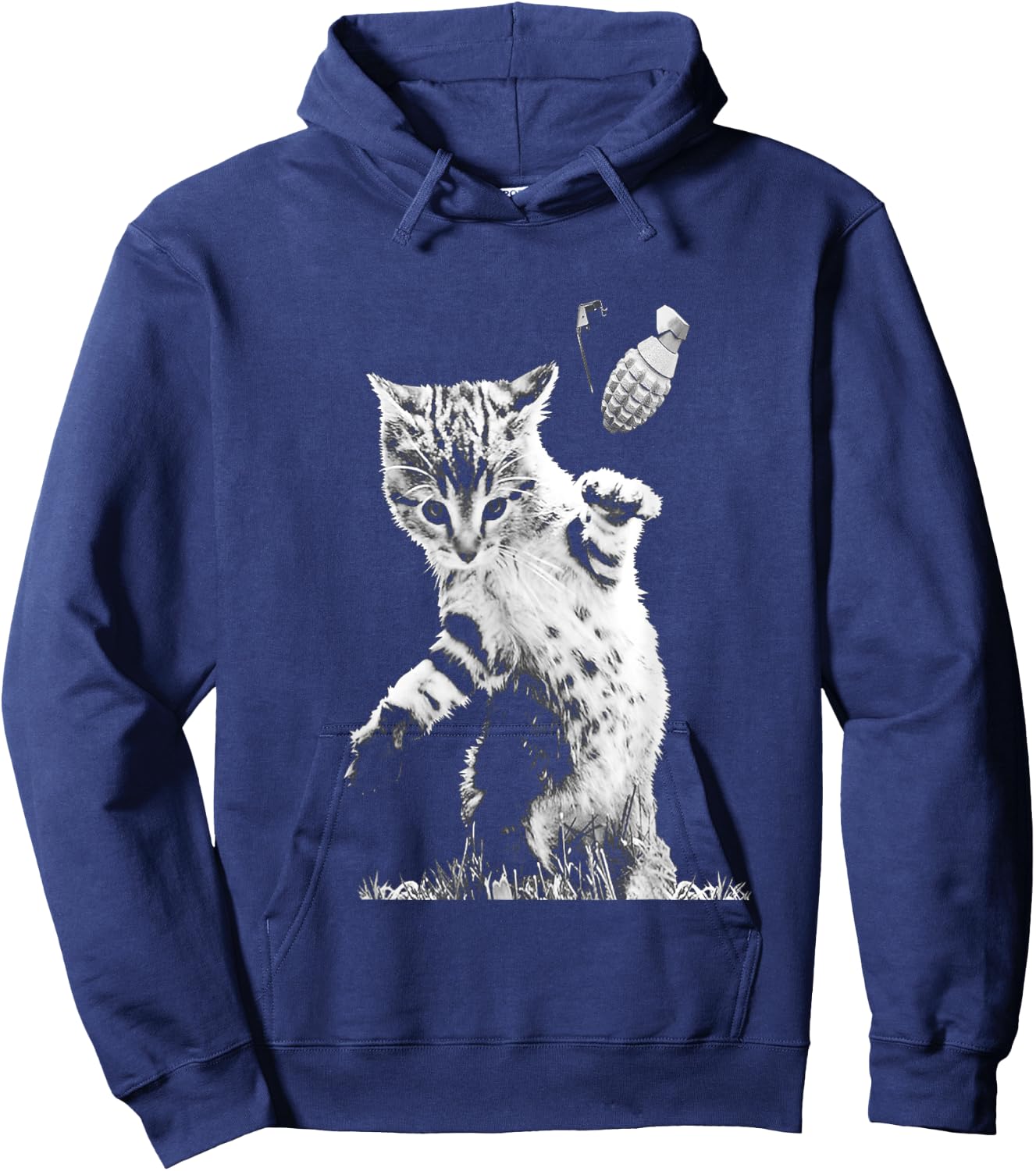 Cat Throwing Grenade Funny Kitty Cat Grenade Scene Cat Lover Hoodie - Hoodie | Navy