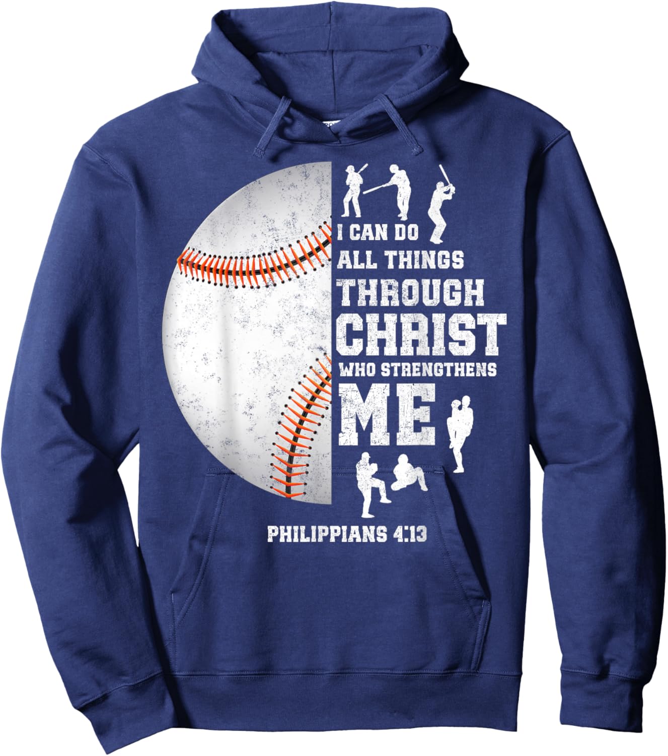 I Can Do All Things Through Christ Christian Baseball Fan Hoodie - Hoodie | Navy