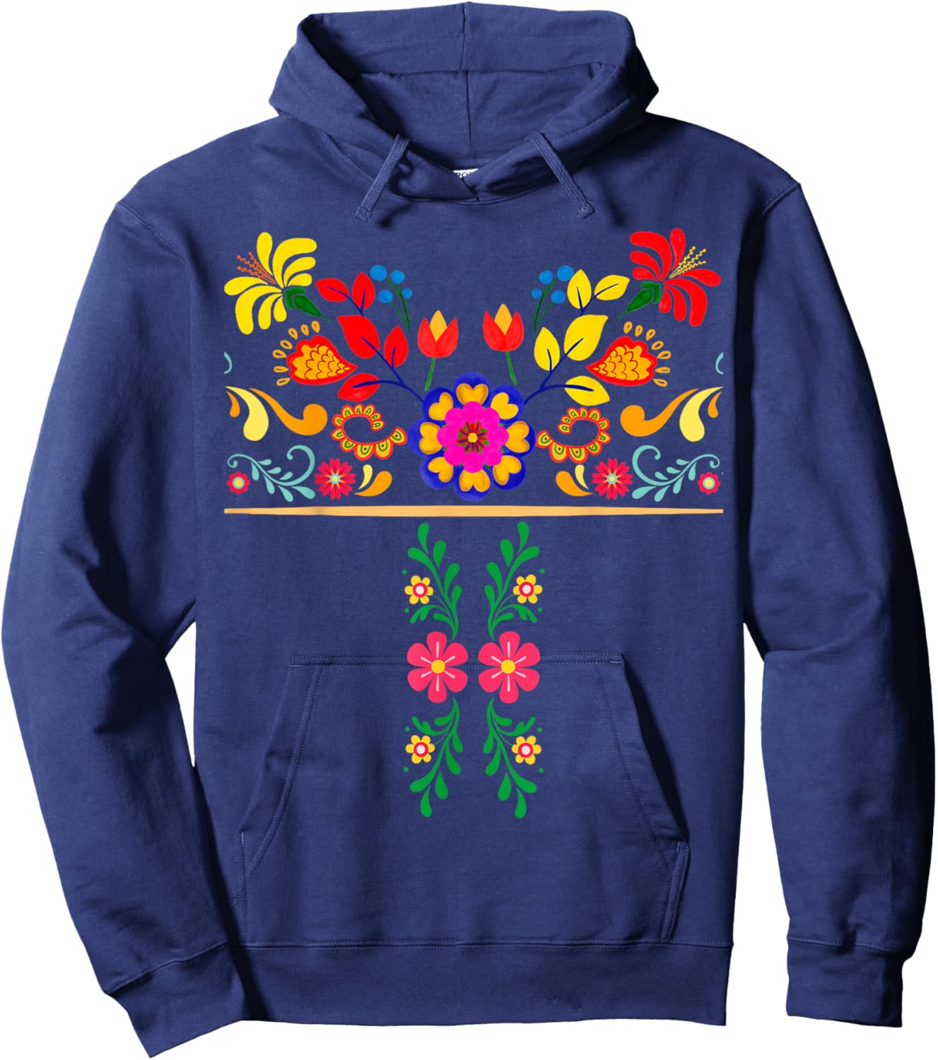 Traditional Mexican Flowers - Spanish Latina Mexican Pride Hoodie - Hoodie | Navy