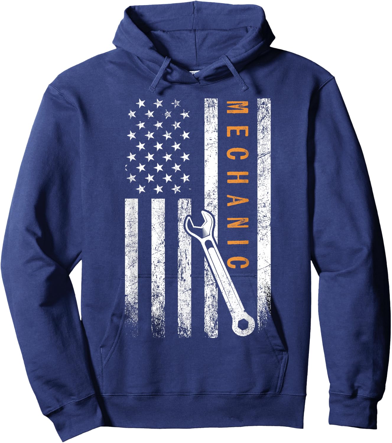 Mechanic American Flag Design Hoodie - Hoodie | Navy