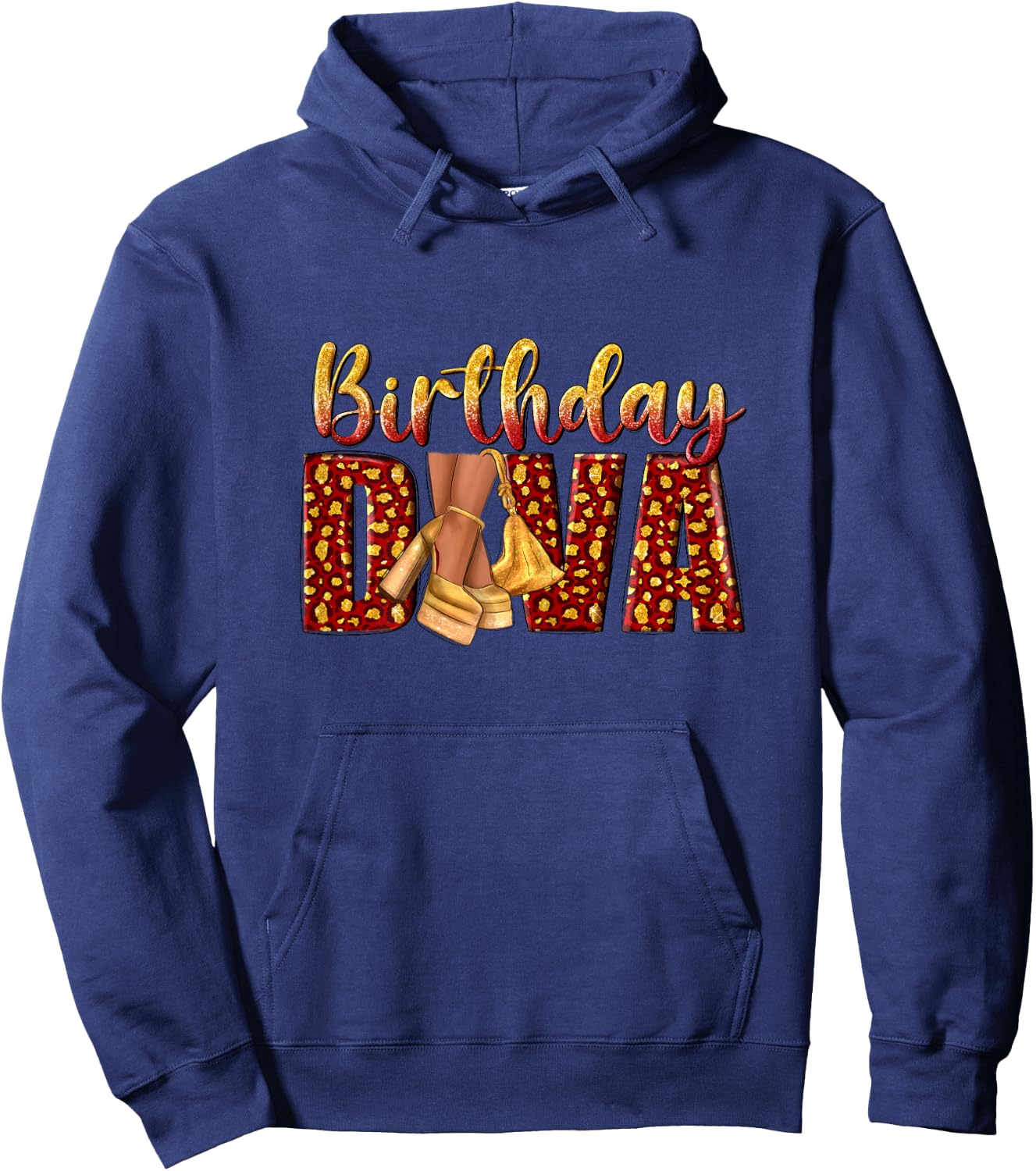 Birthday Diva Golden Melanin Queen Hoodie - Hoodie | Navy