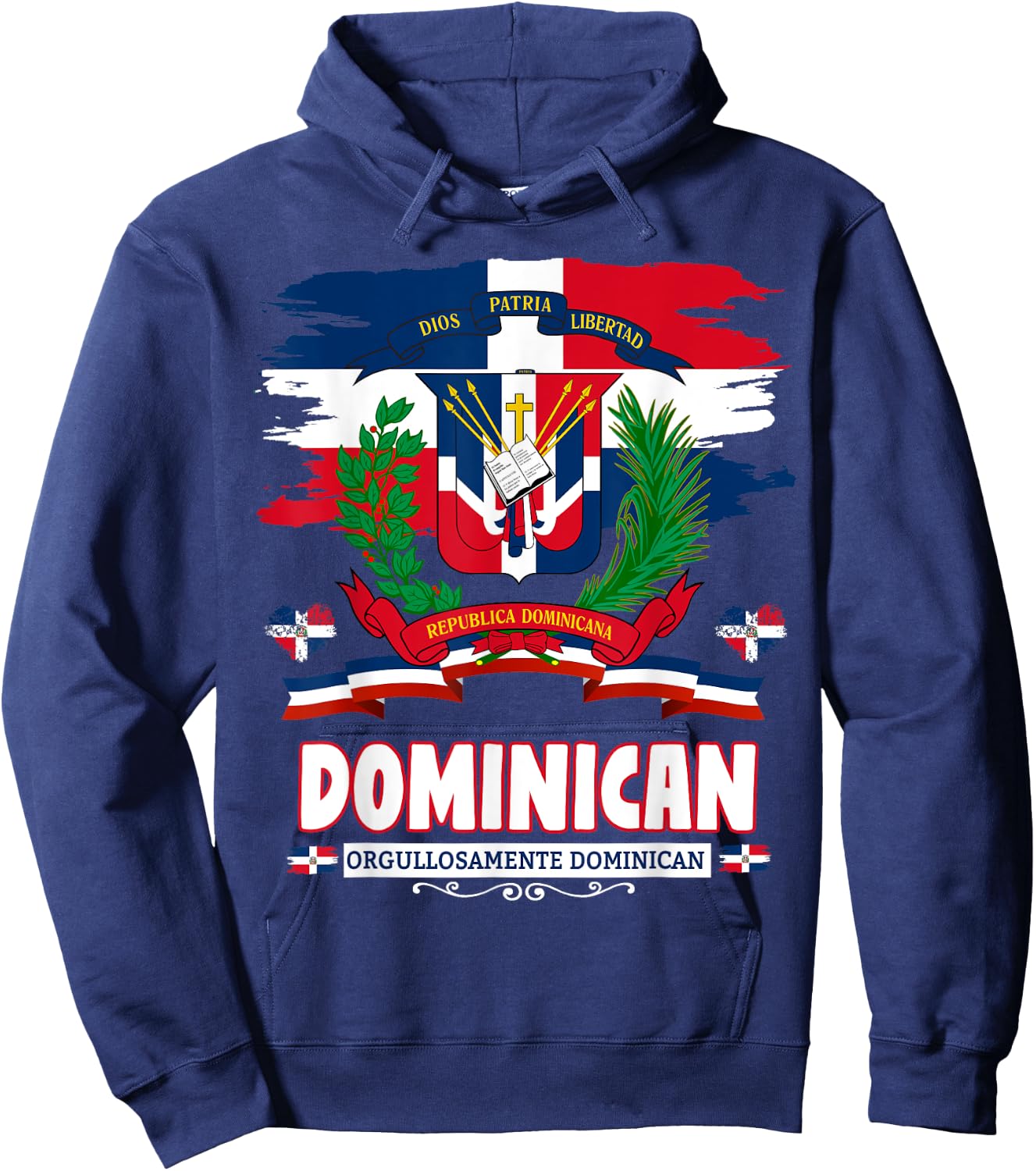 Coat of Arms Republica Dominicana & Dominican Flag Hoodie - Hoodie | Navy