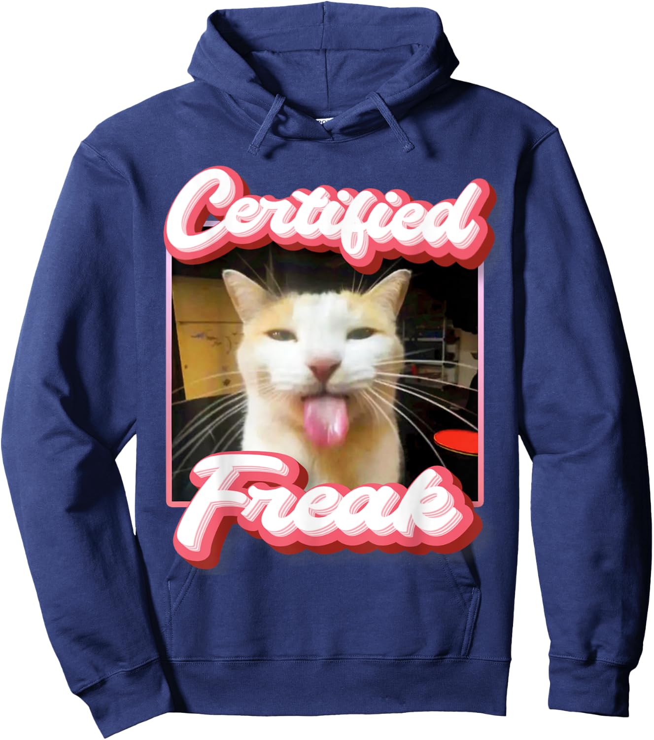 funny cat meme - Certified Freak Funny Cat Meme Men Women Hoodie - Hoodie | Navy